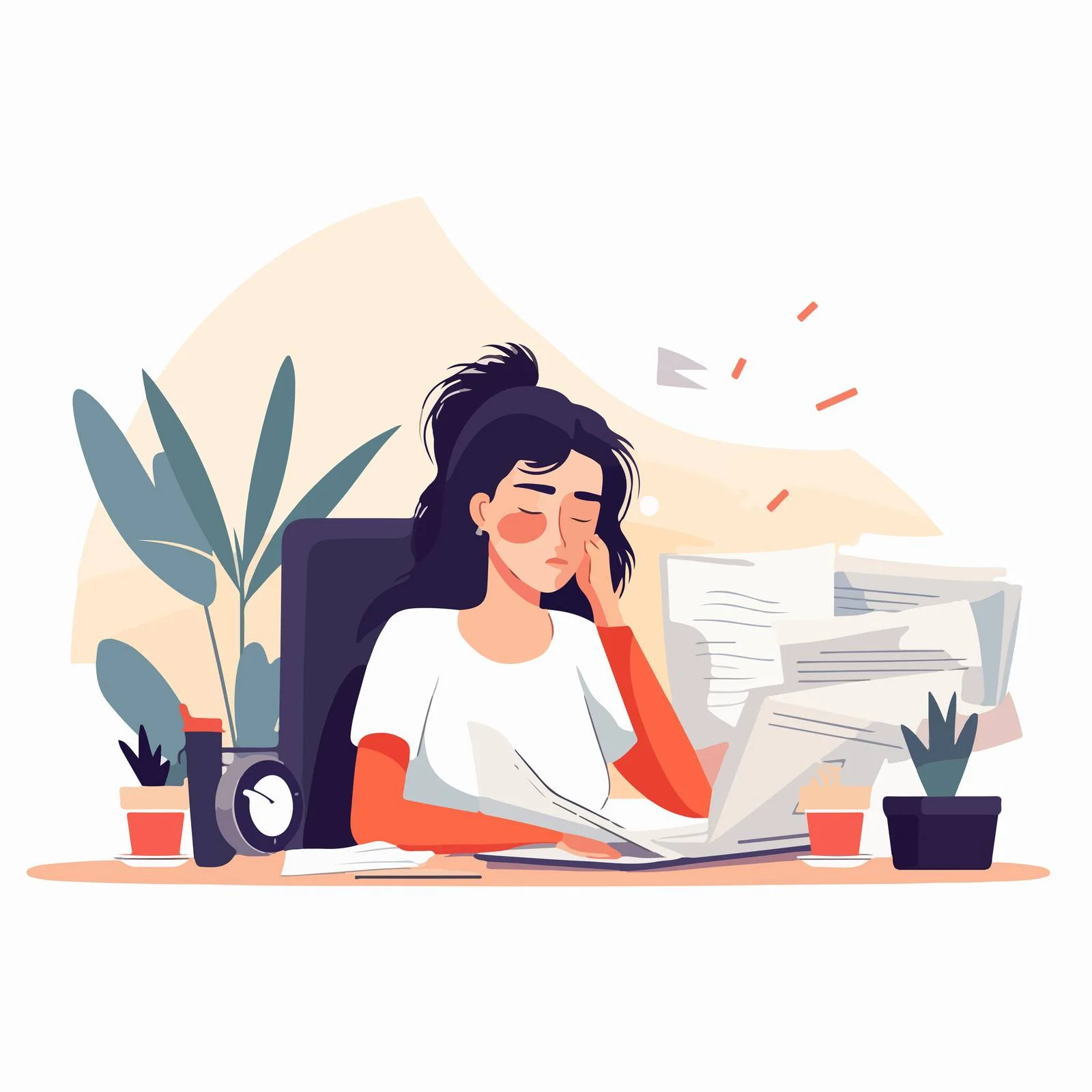 Fatigued worker in office environment looking tired — free download from Dotvec