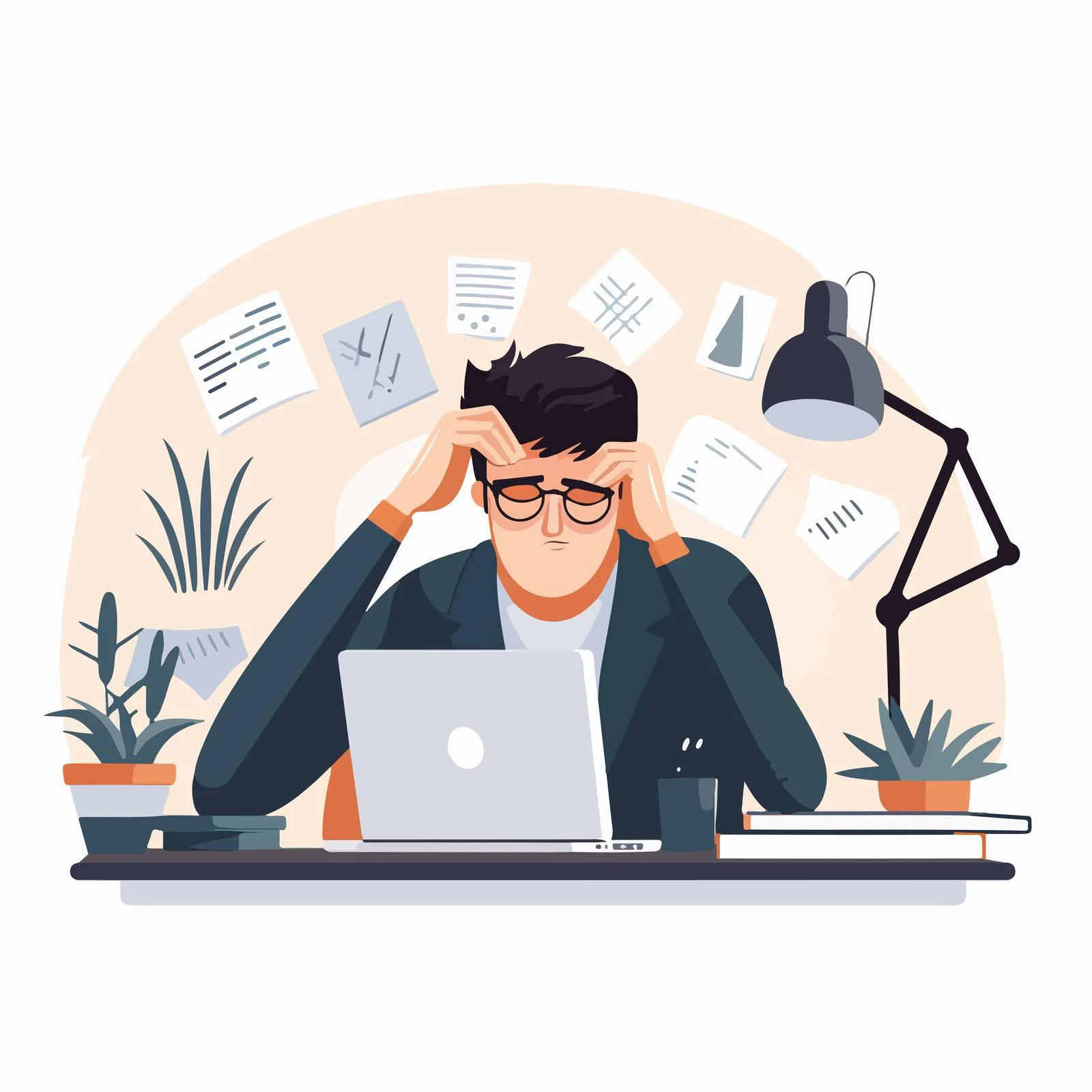 Fatigued Worker in Office Environment — free download from Dotvec