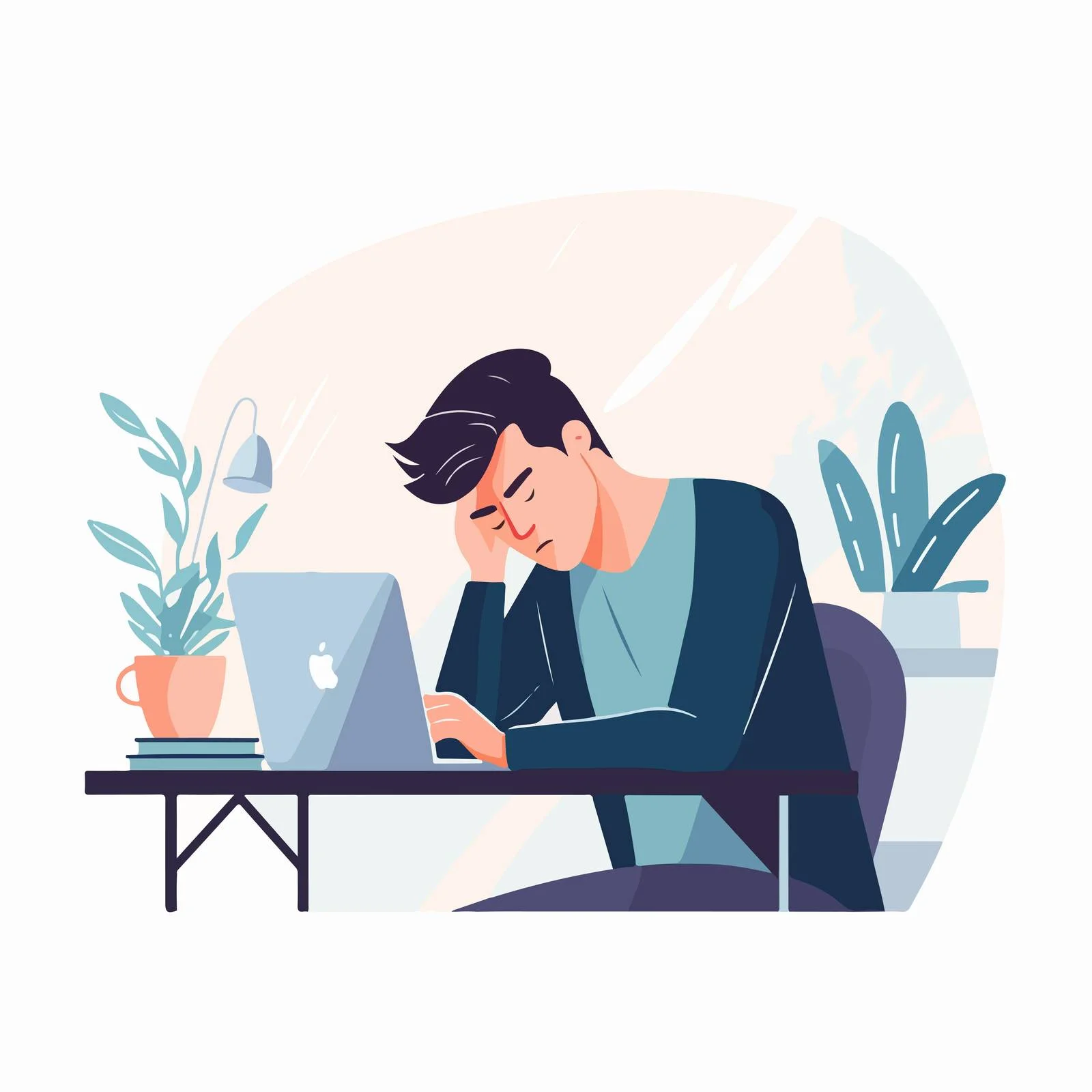 Fatigued employee struggling with work pressure — free download from Dotvec