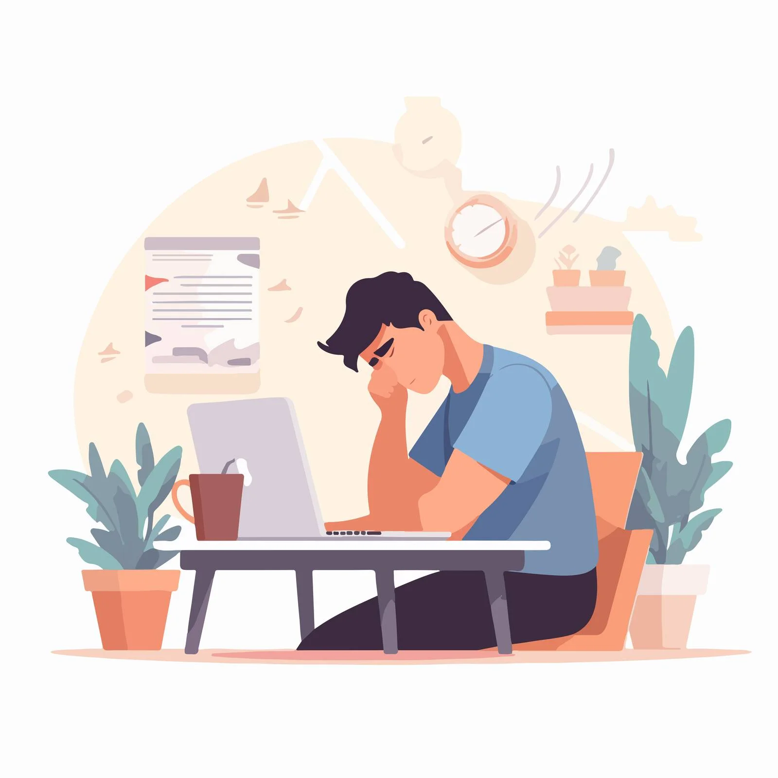 Fatigued employee struggling at workplace — free download from Dotvec