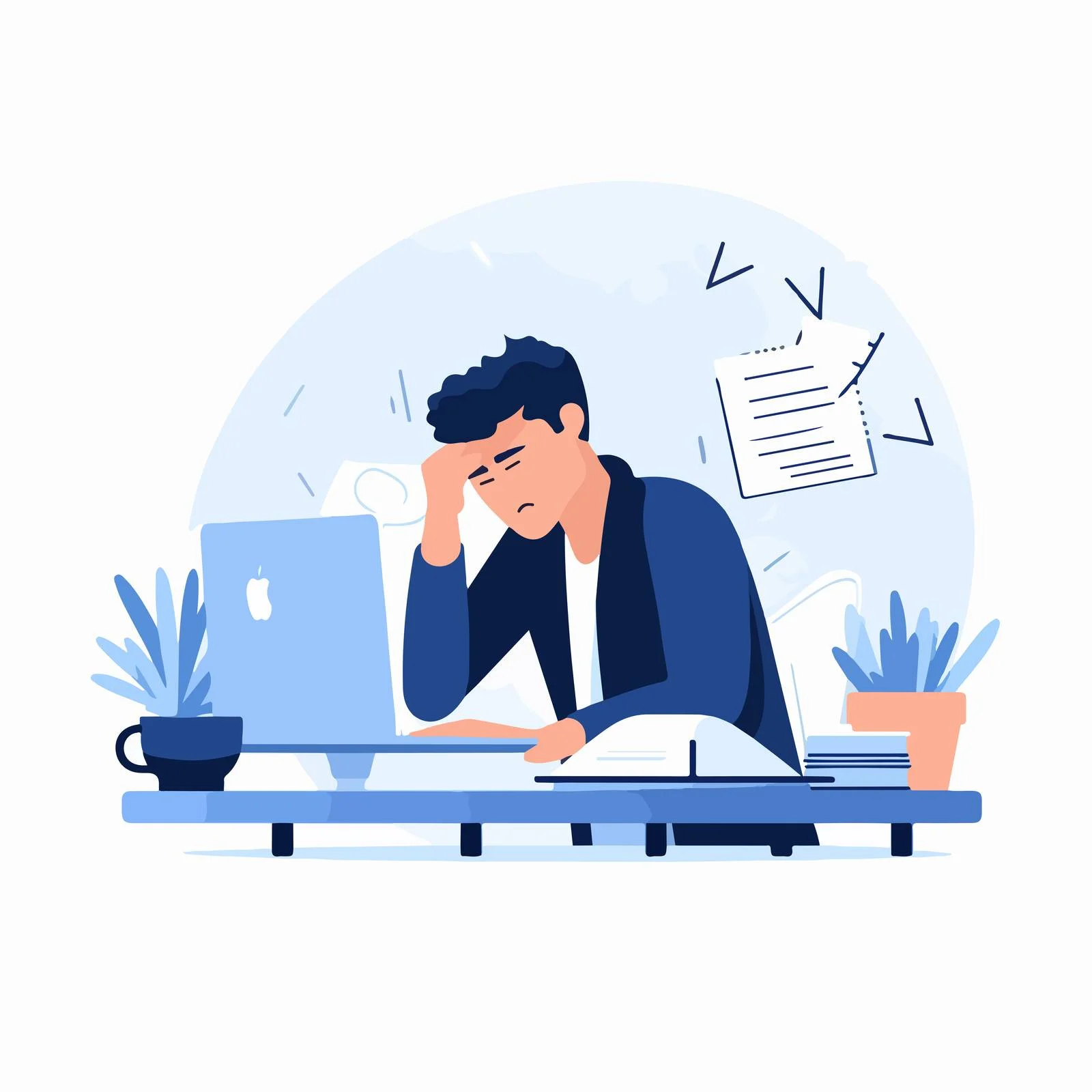 Fatigued Businessman Struggling with Workload – free fatigued image from Dotvec