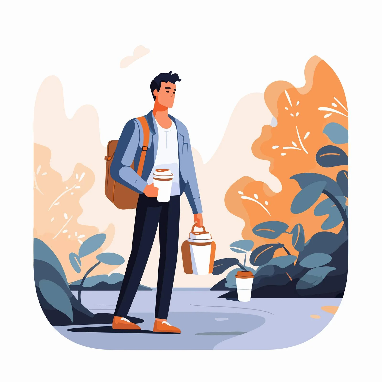 Exhausted man with coffee cup rushing – free fatigued image from Dotvec