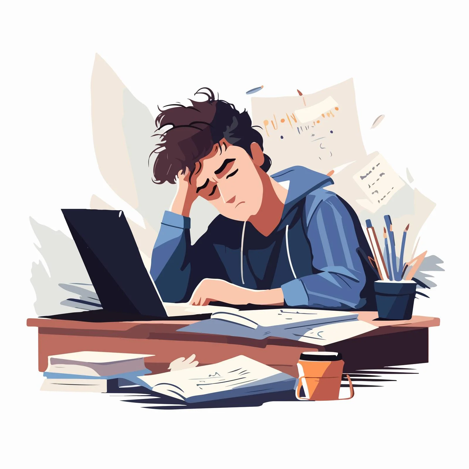 Exhausted Young Man Napping at Desk – free cad image from Dotvec