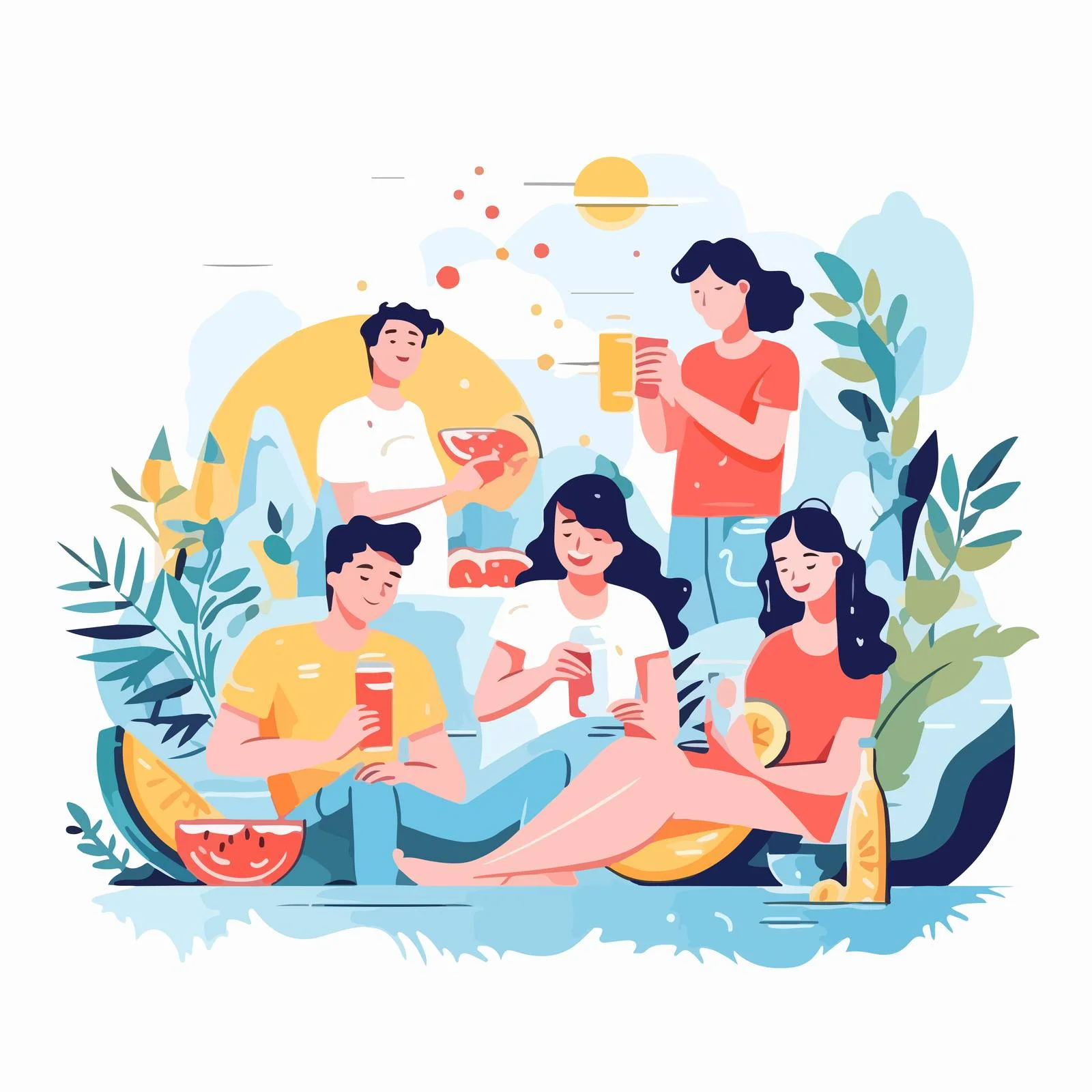 Reviving Break: Hydrating at Picnic Gathering — free download from Dotvec