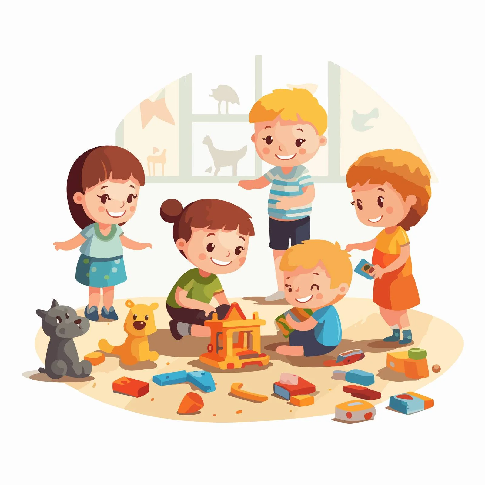 Happy Toddlers Engage in Kindergarten Play — free download from Dotvec