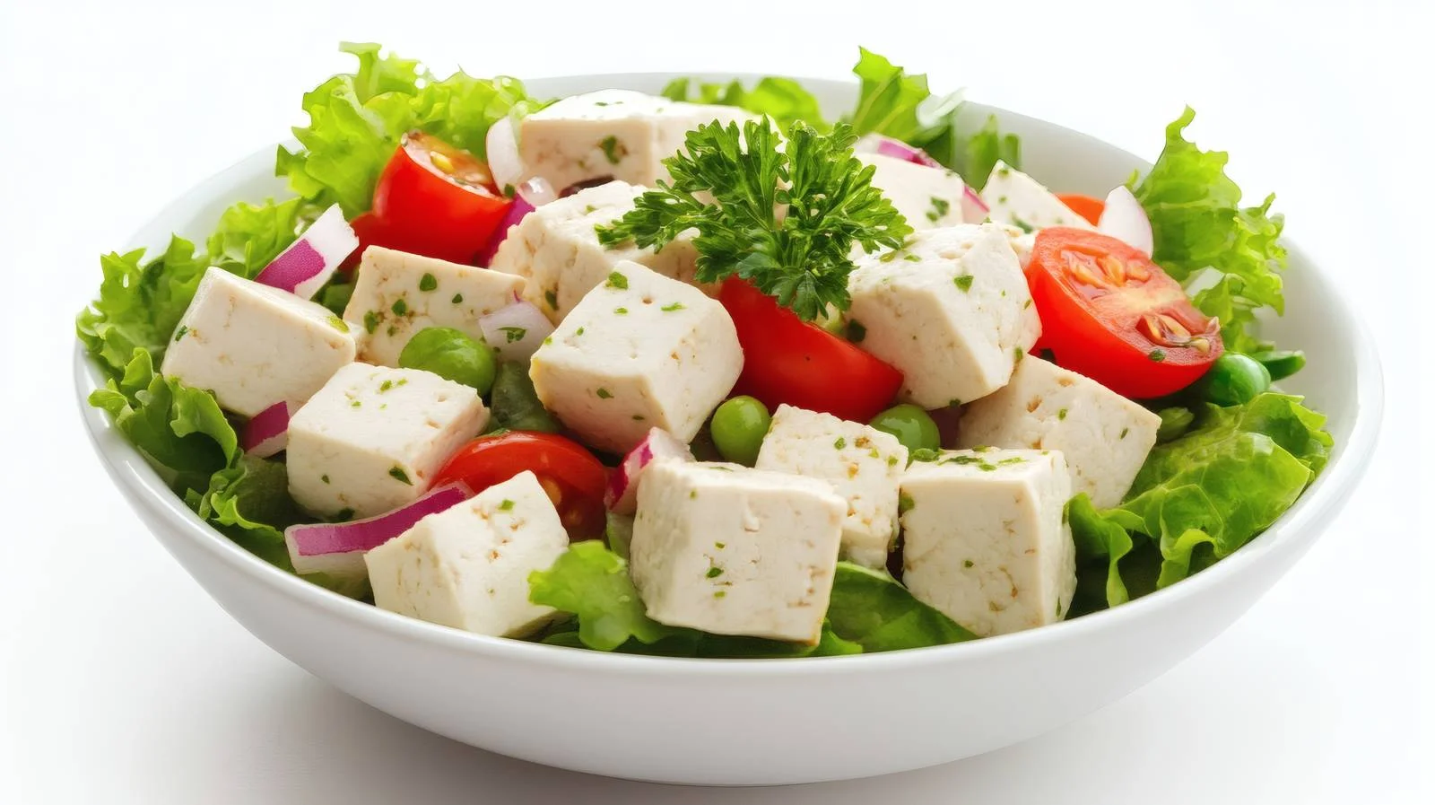 Fresh Tofu Salad on White Background — free download from Dotvec