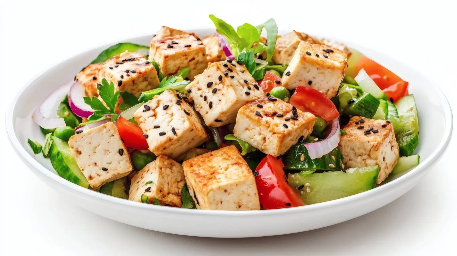 Fresh Tofu Salad on White Background — free download from Dotvec