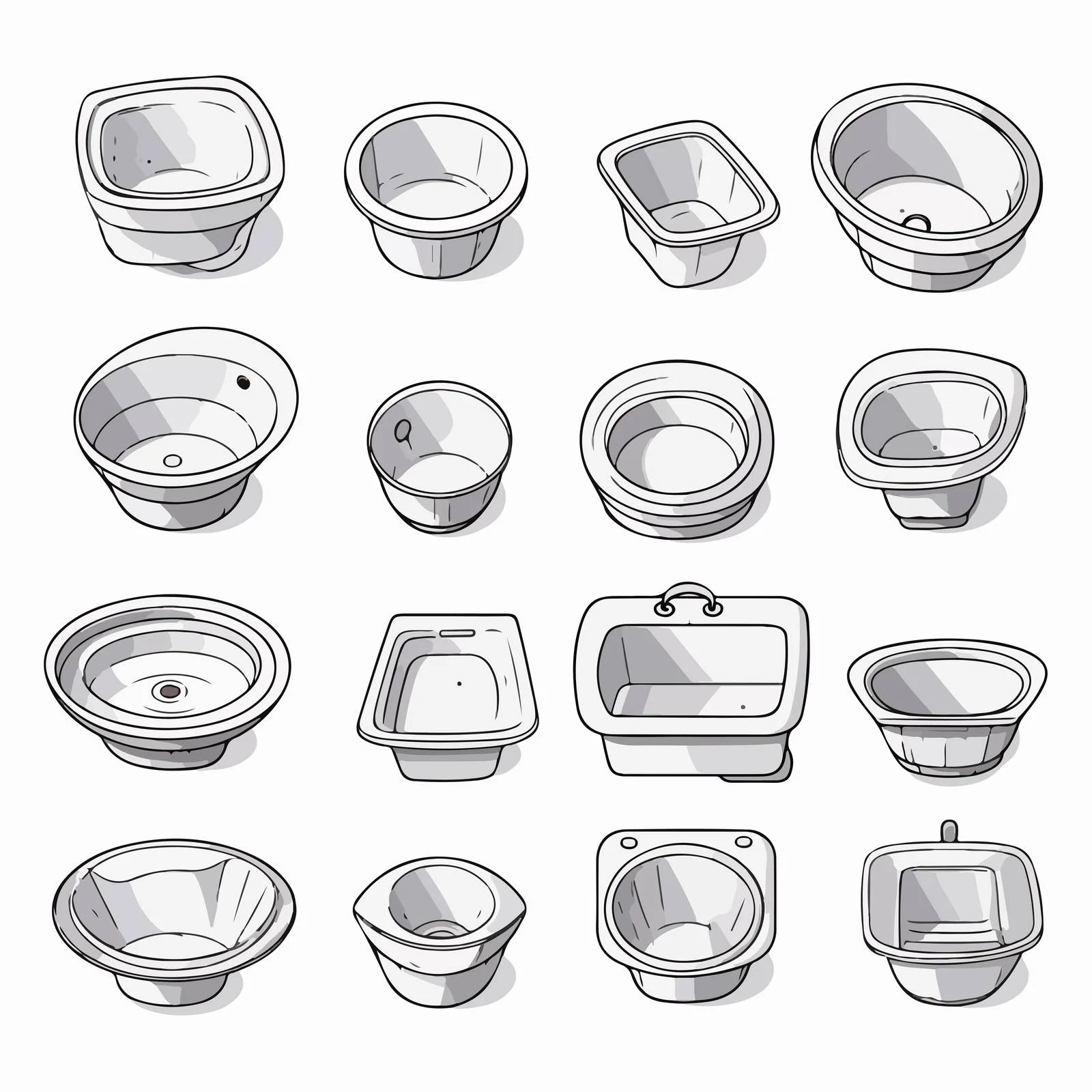 Top View of Outlined WC Pans — free download from Dotvec