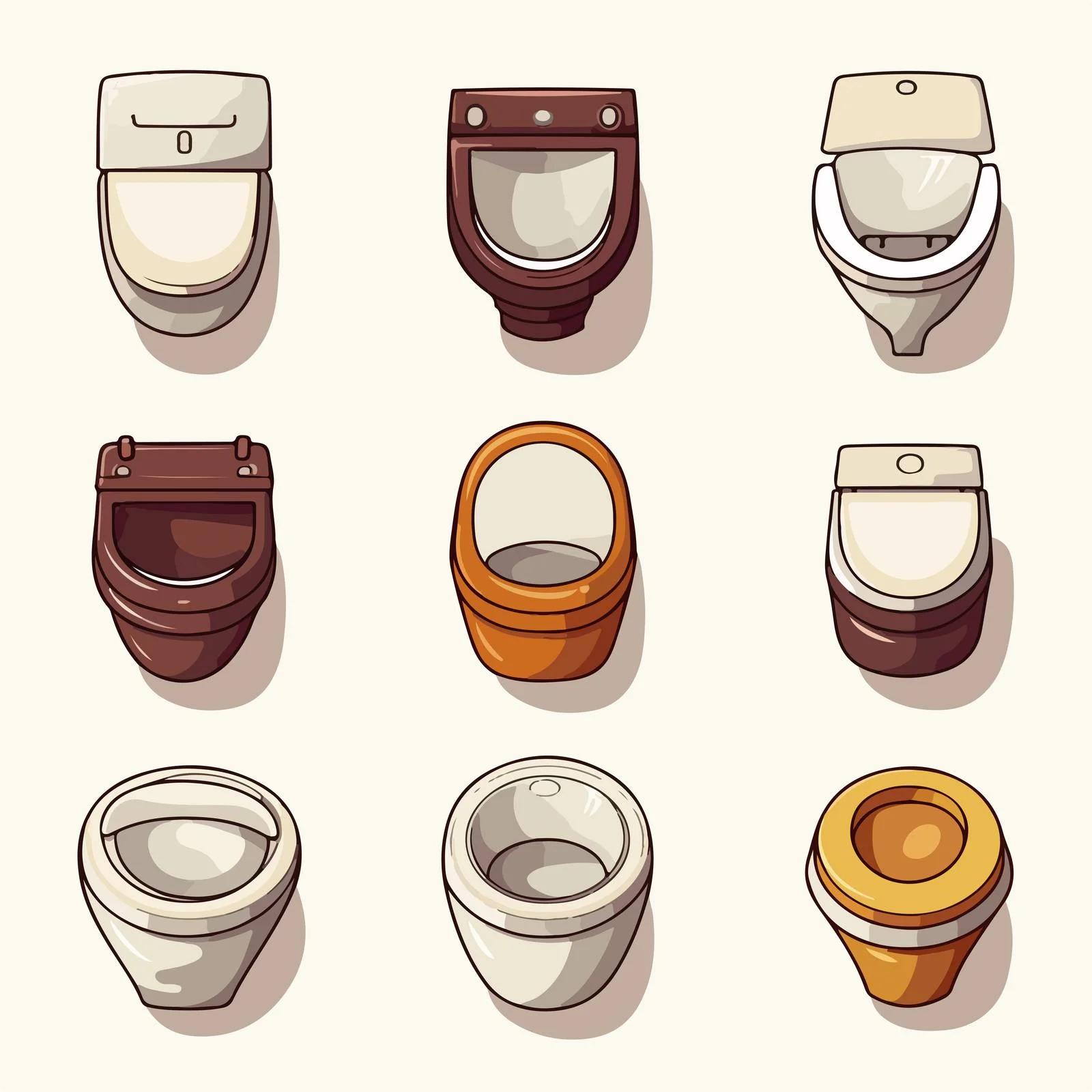 Overhead view of outlined WC pans — free download from Dotvec