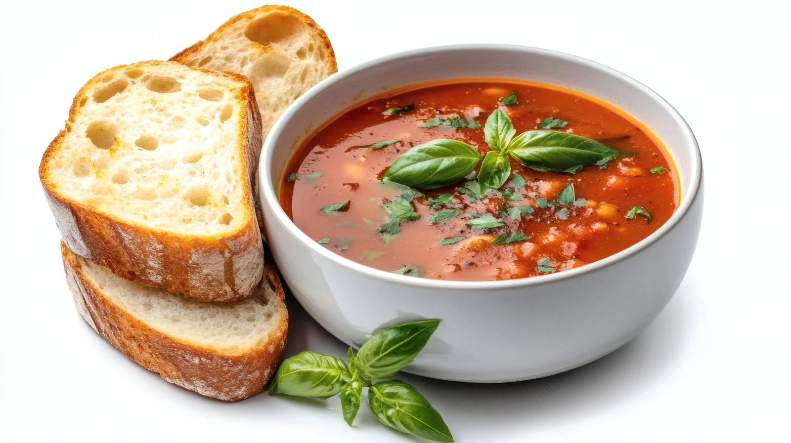 Classic Tomato Soup and Bread on White — free download from Dotvec