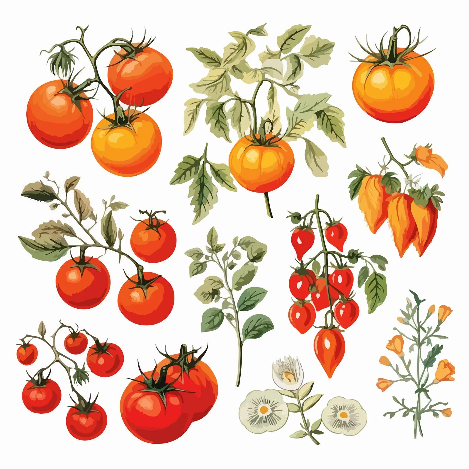 Botanical Tomato Varieties Sketch Illustration Collection — free download from Dotvec