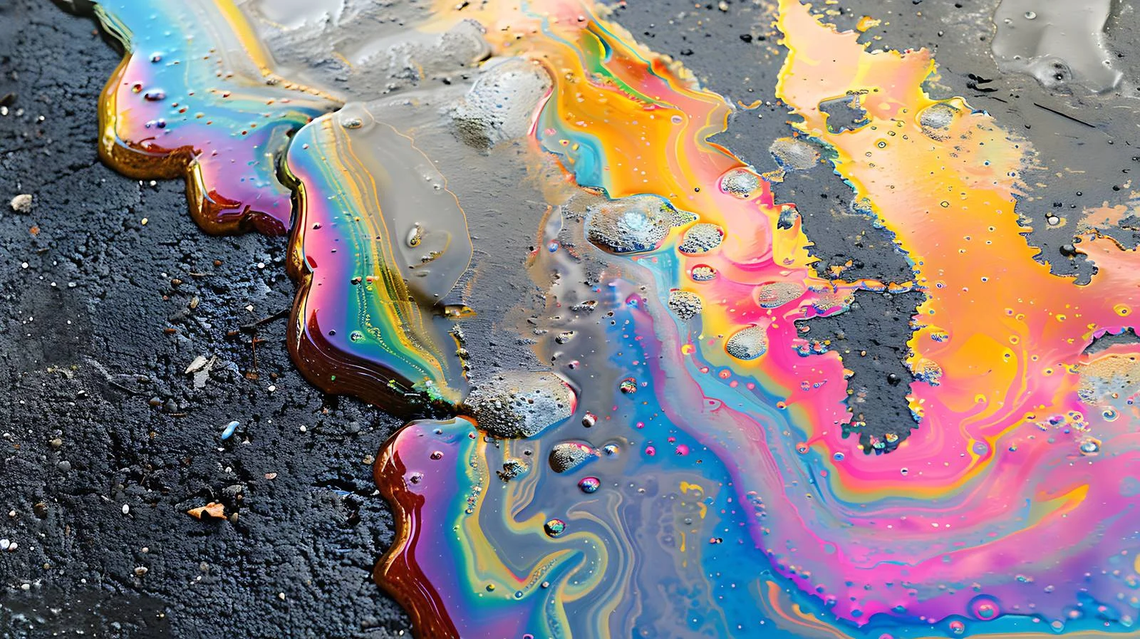 Vibrant Oil Slick Reflecting on Wet Surface — free download from Dotvec