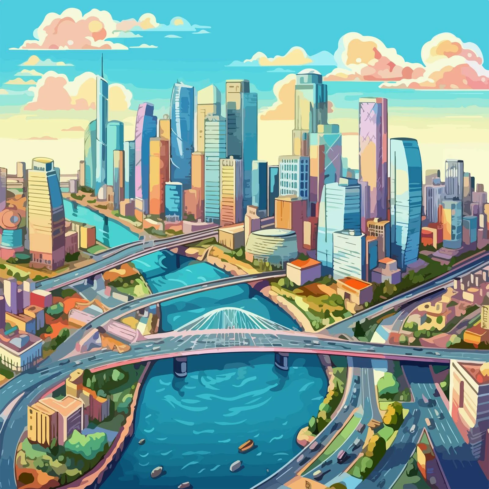 Urban Landscape From High Above City — free download from Dotvec