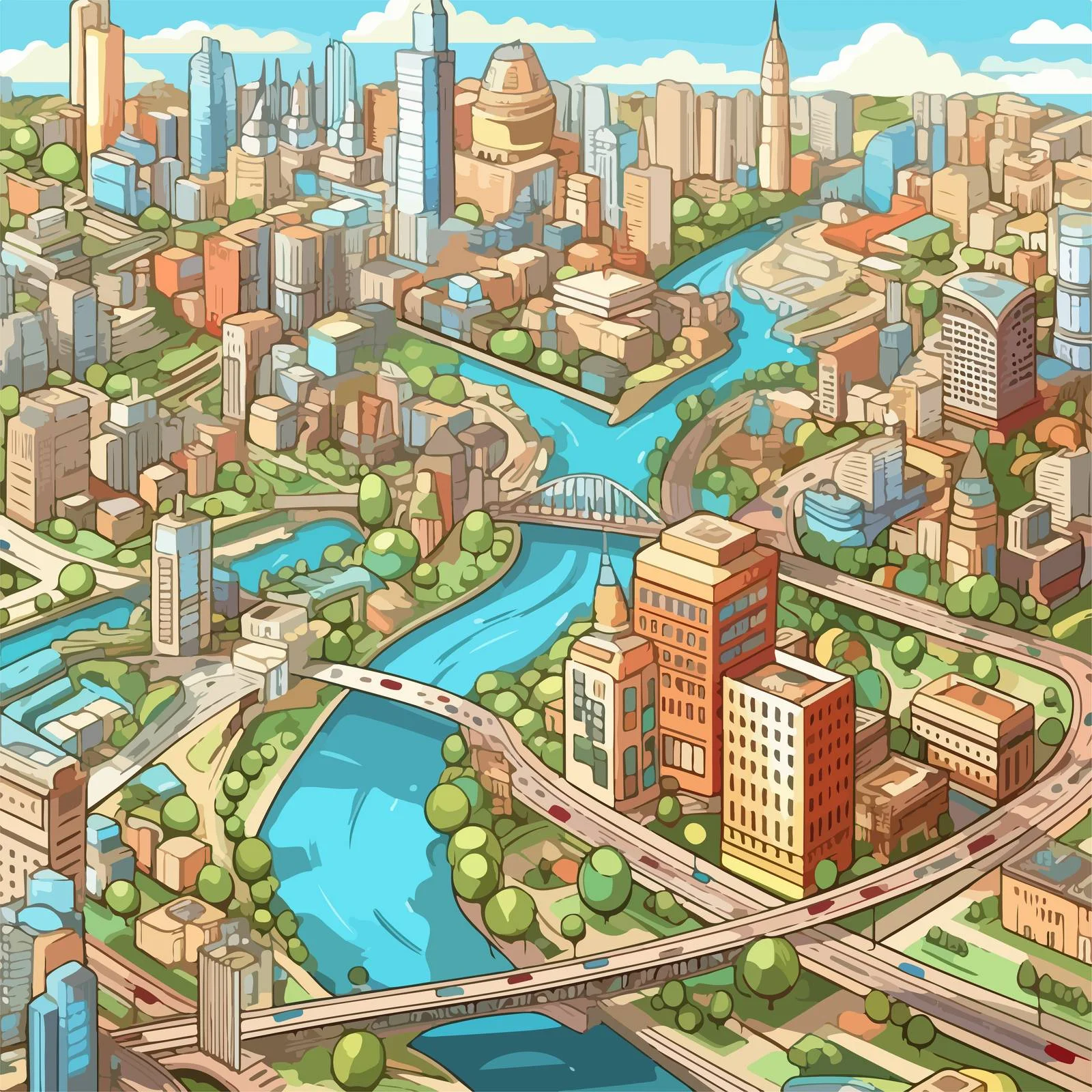 Cityscape from Above with Urban Structures — free download from Dotvec