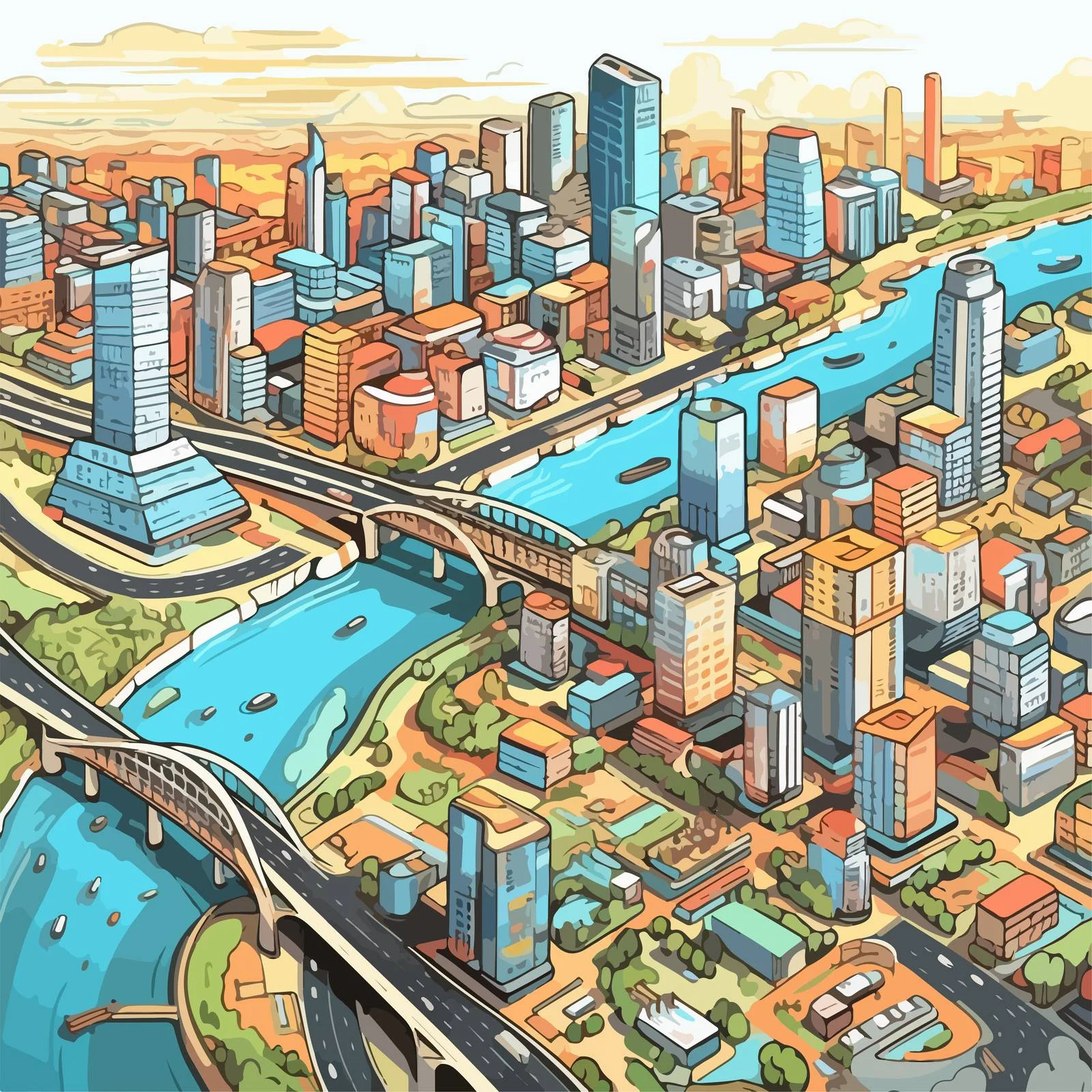 Elevated urban landscape showcasing city architecture — free download from Dotvec