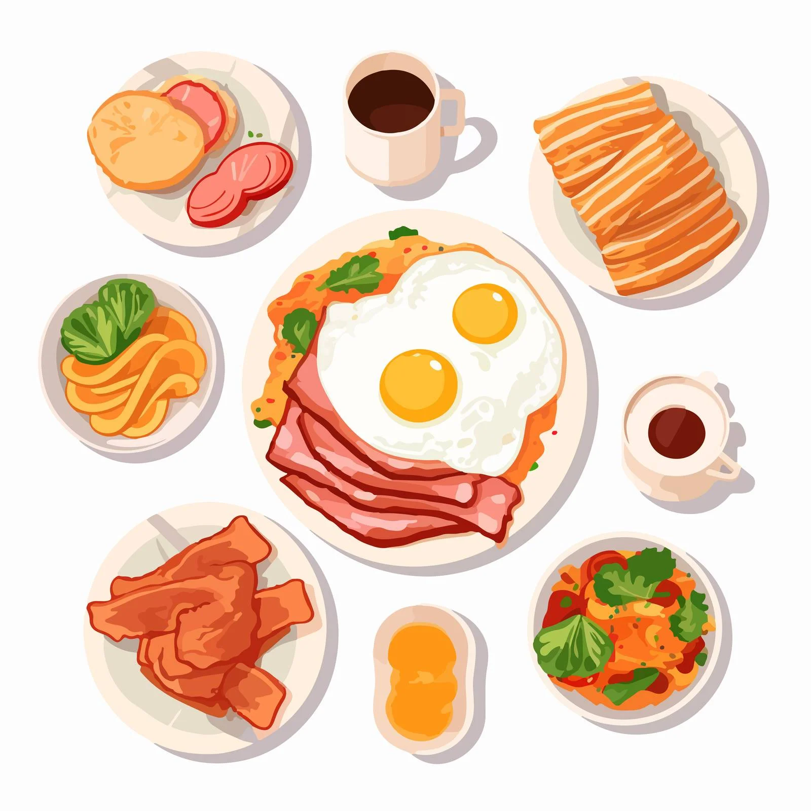 Assorted Breakfast Spread on White Background — free download from Dotvec