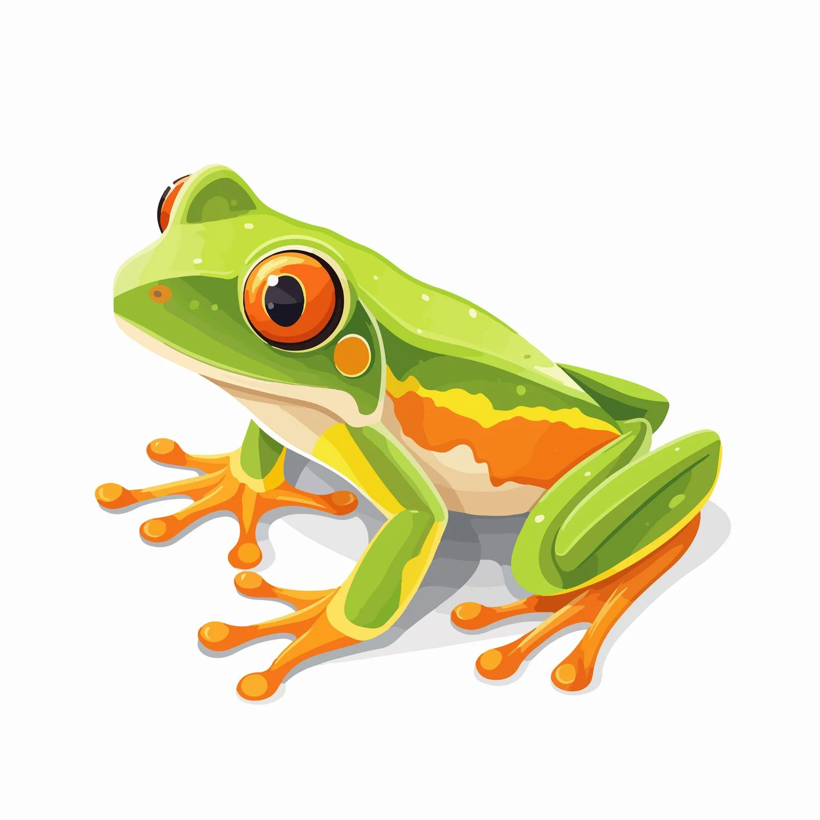 Vibrant green tree frog with sticky orange feet — free download from Dotvec