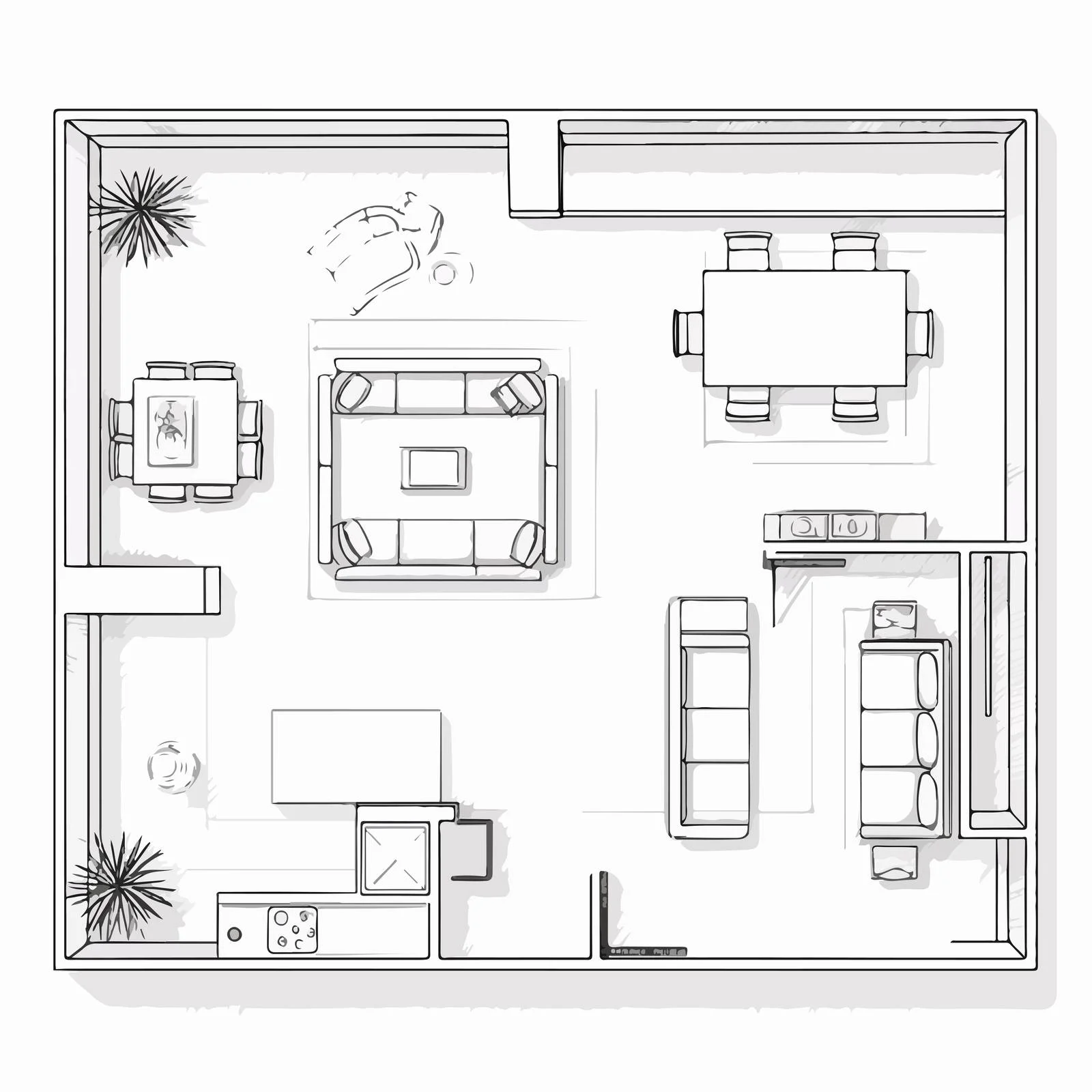 Modern Linear Furniture Arrangement in Room — free download from Dotvec