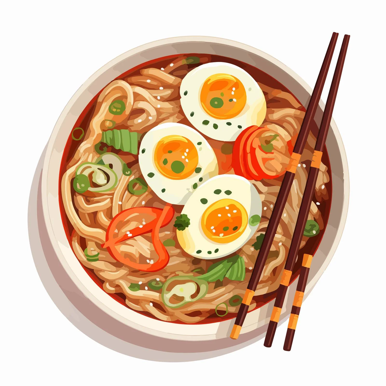 Authentic Ramen Bowl with Chopsticks Top View — free download from Dotvec