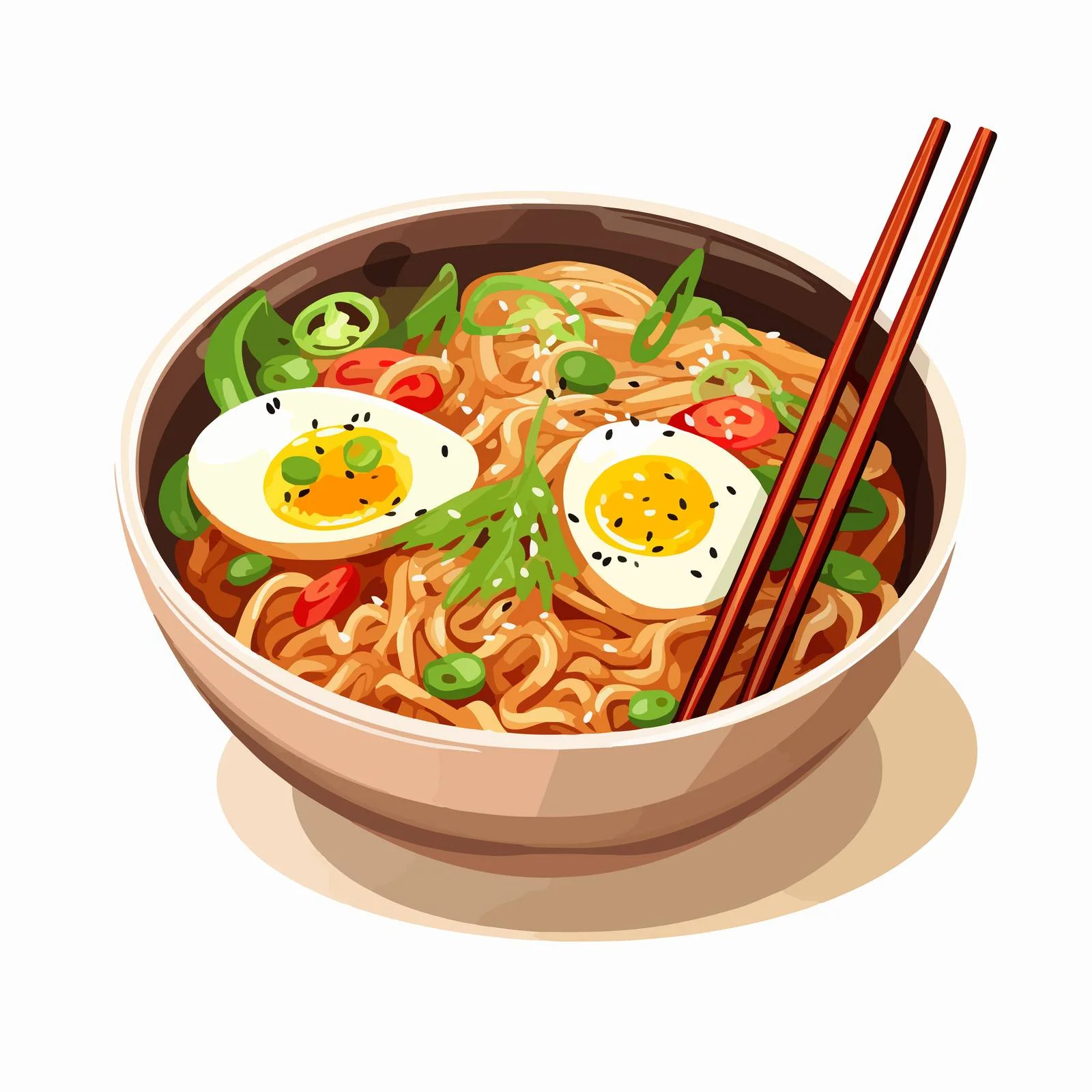 Authentic Ramen Bowl and Chopsticks Overhead — free download from Dotvec