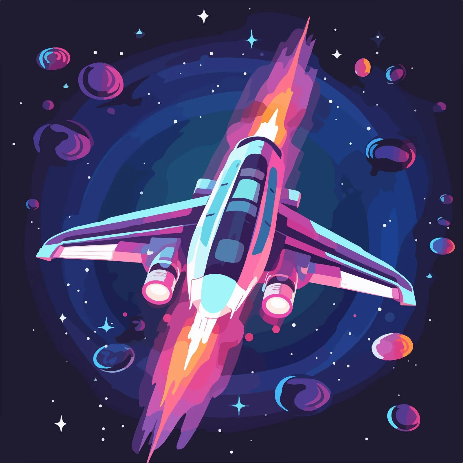 Aerial view of spacecraft navigating space — free download from Dotvec