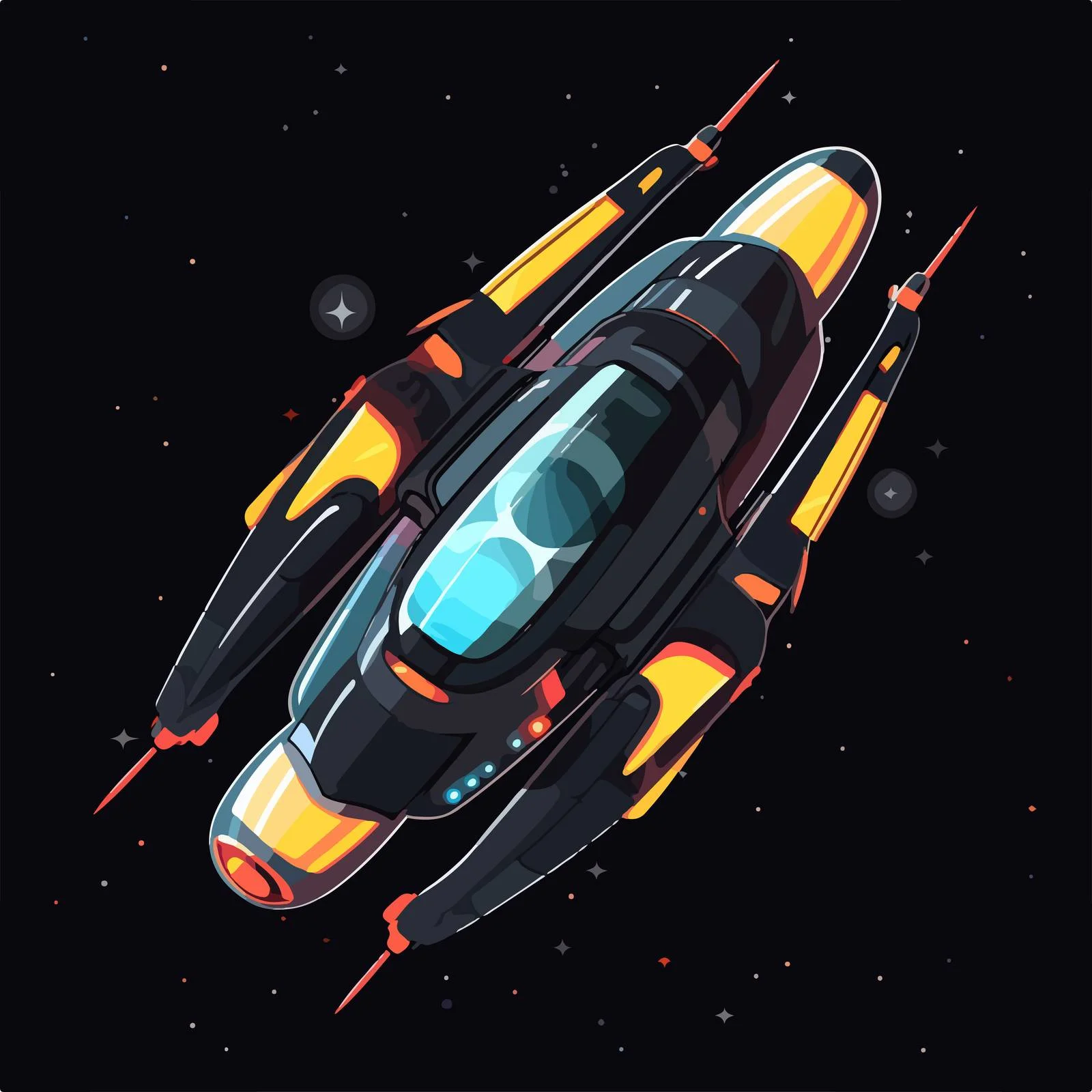 Futuristic spaceship soaring through vast space — free download from Dotvec