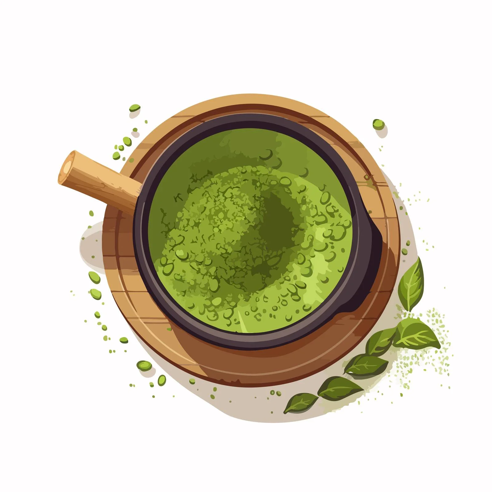 Teapot with Matcha Powder and Strainer from Above — free download from Dotvec