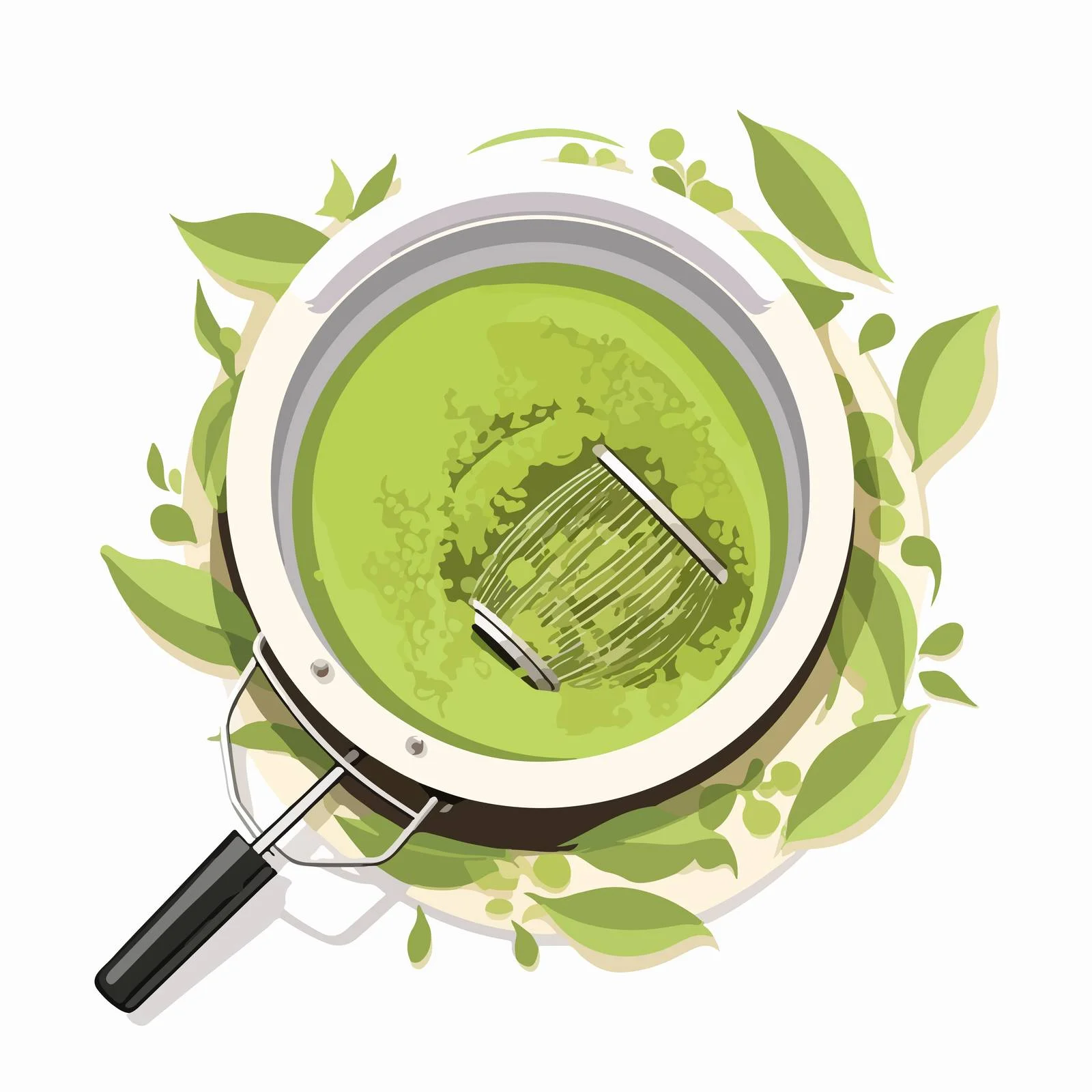 Elevated view of matcha strainer on teapot — free download from Dotvec