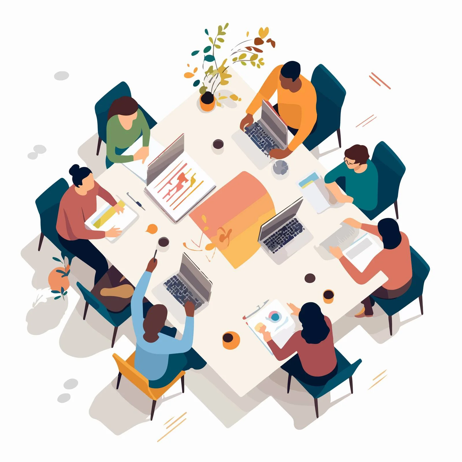 Collaborative Team Meeting at Conference Table — free download from Dotvec