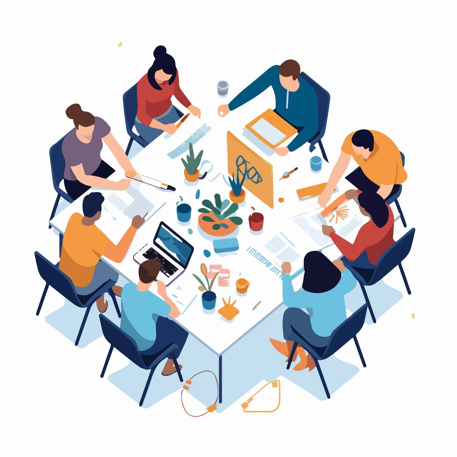 Collaborative Work Scene at Conference Table — free download from Dotvec