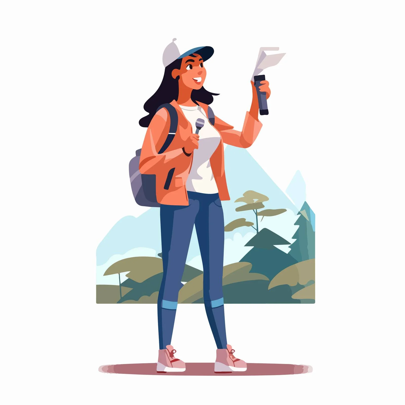 Expert guide directing sightseeing tour group — free download from Dotvec