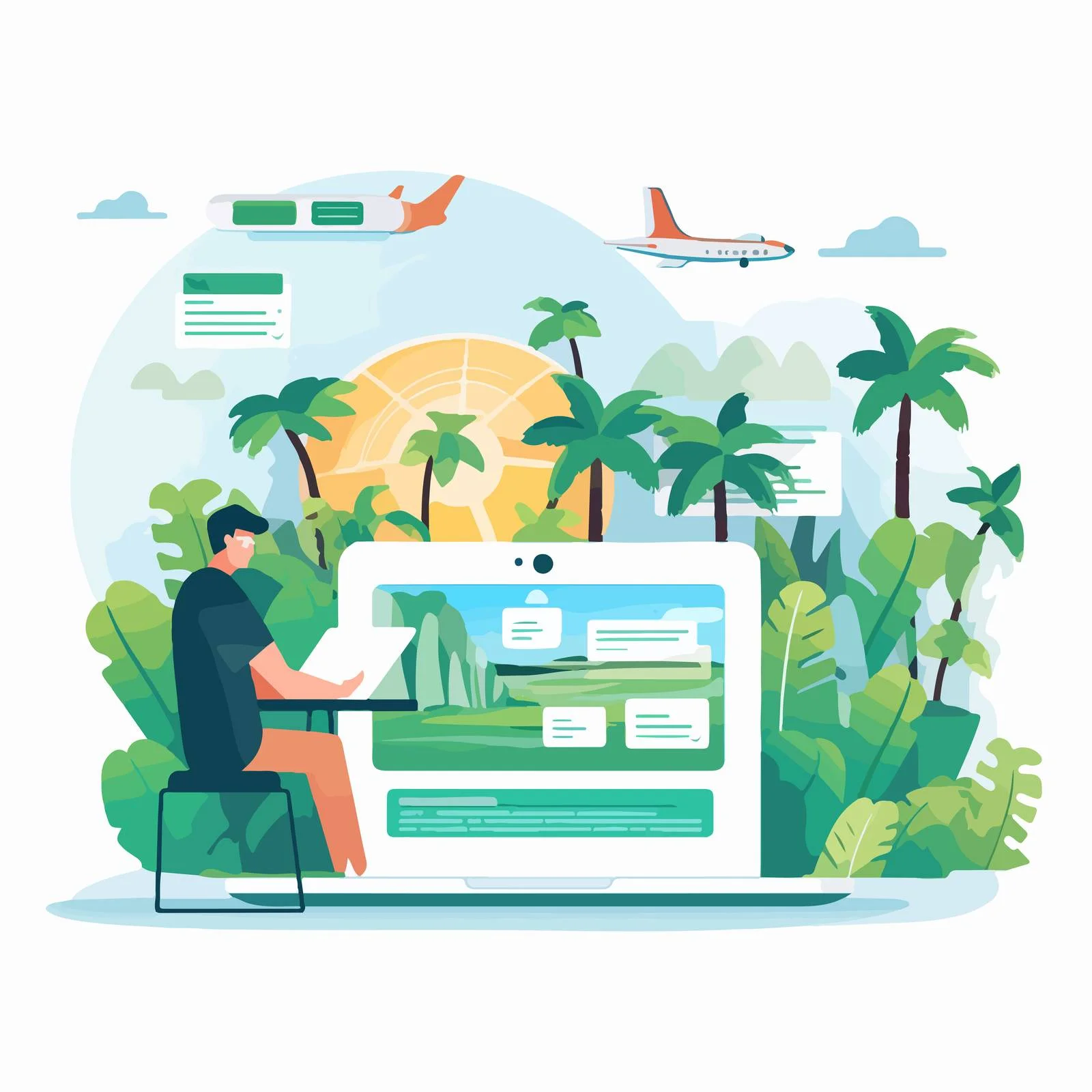 Essential Tourist Services Composition for Travel — free download from Dotvec