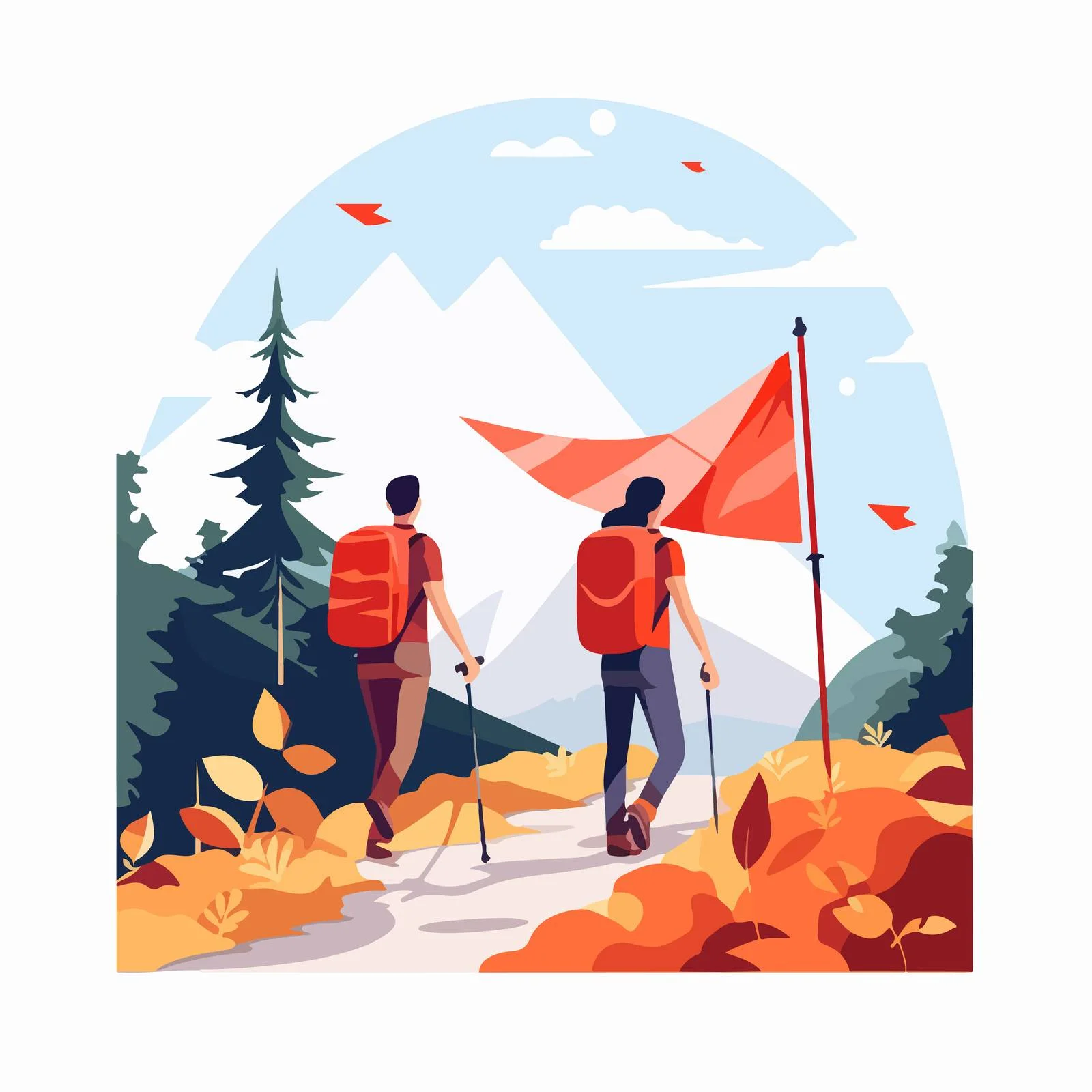 Professional Tour Guide with Red Flag — free download from Dotvec