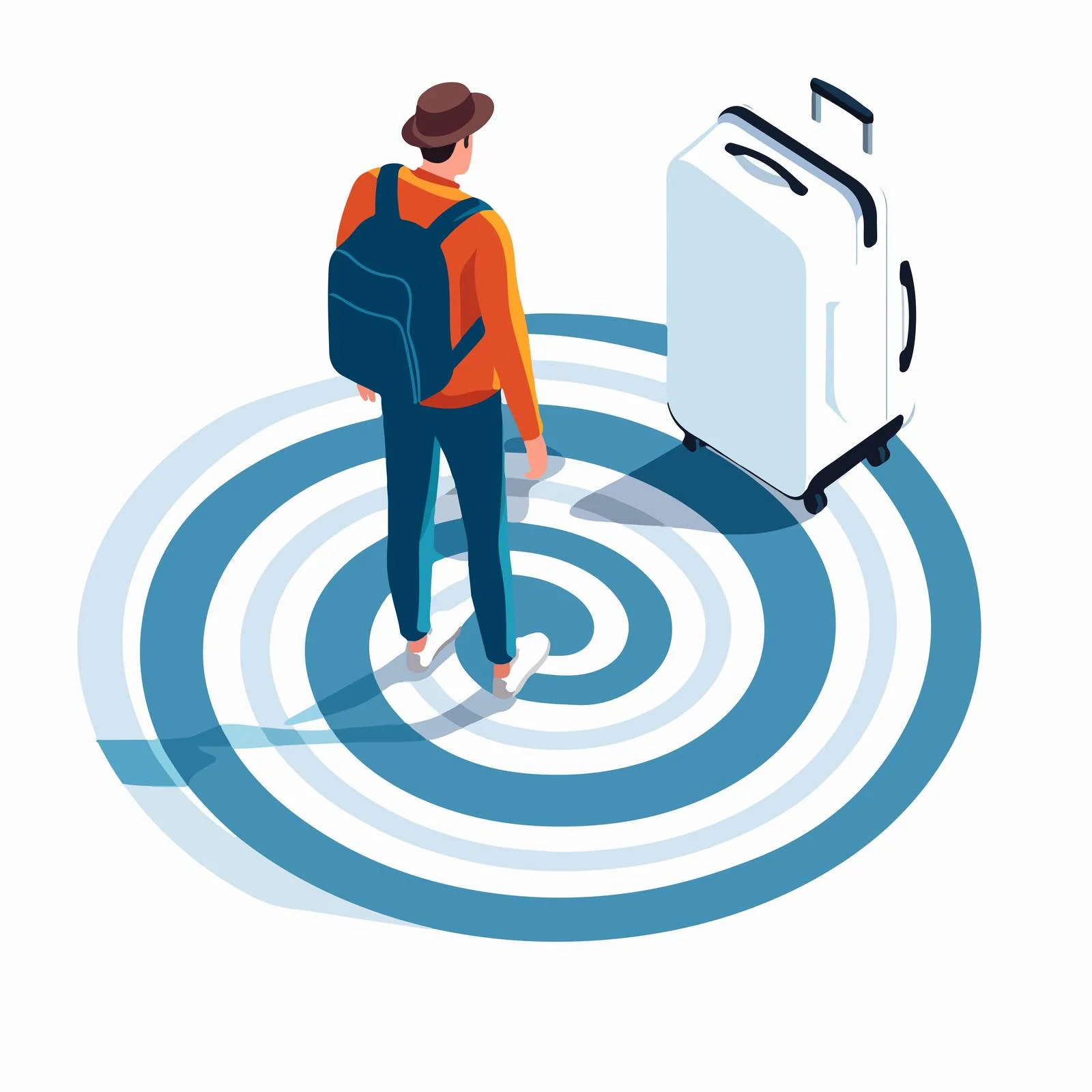 Traveler with Spinner Luggage Walking Outdoors — free download from Dotvec