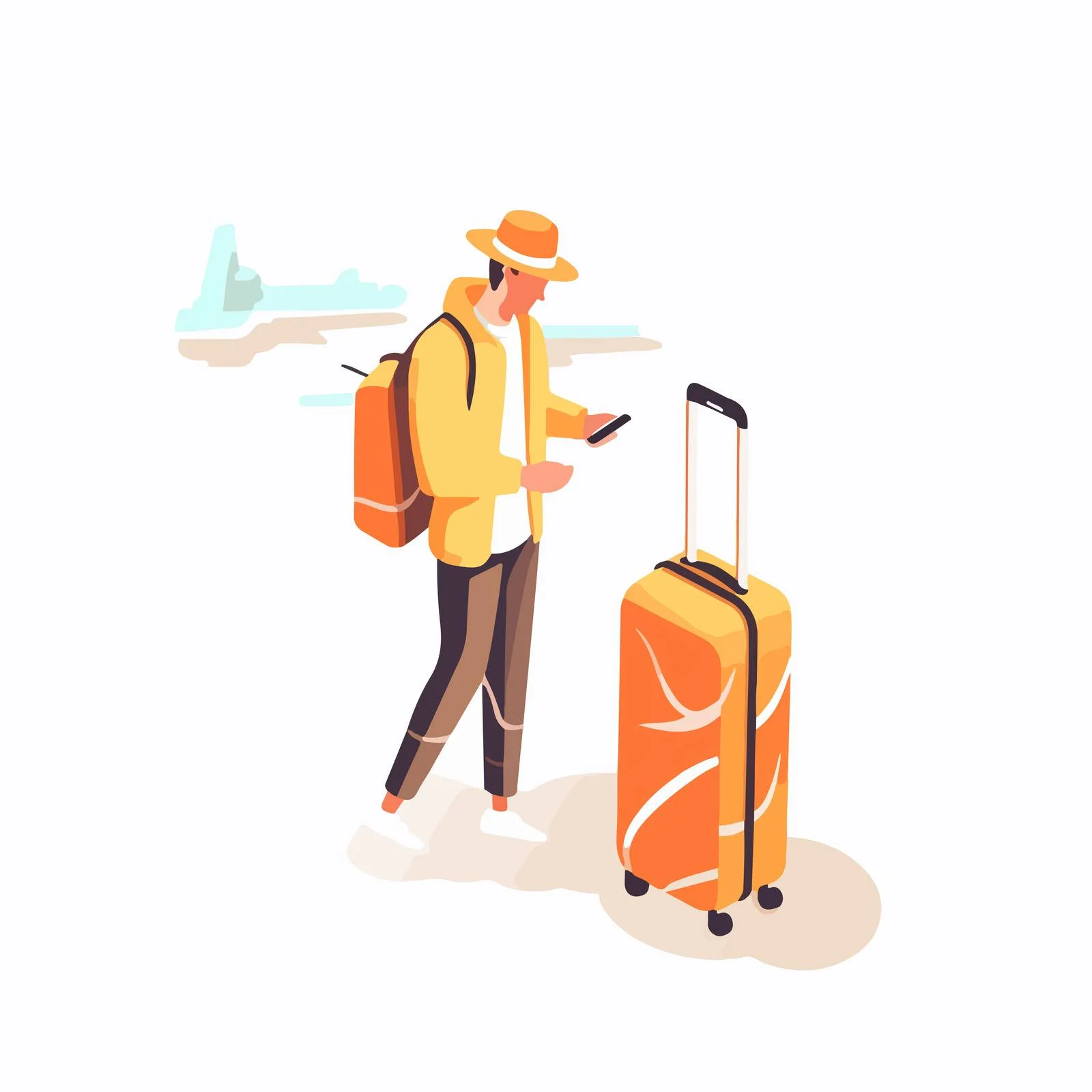 Traveler with spinner luggage in airport — free download from Dotvec