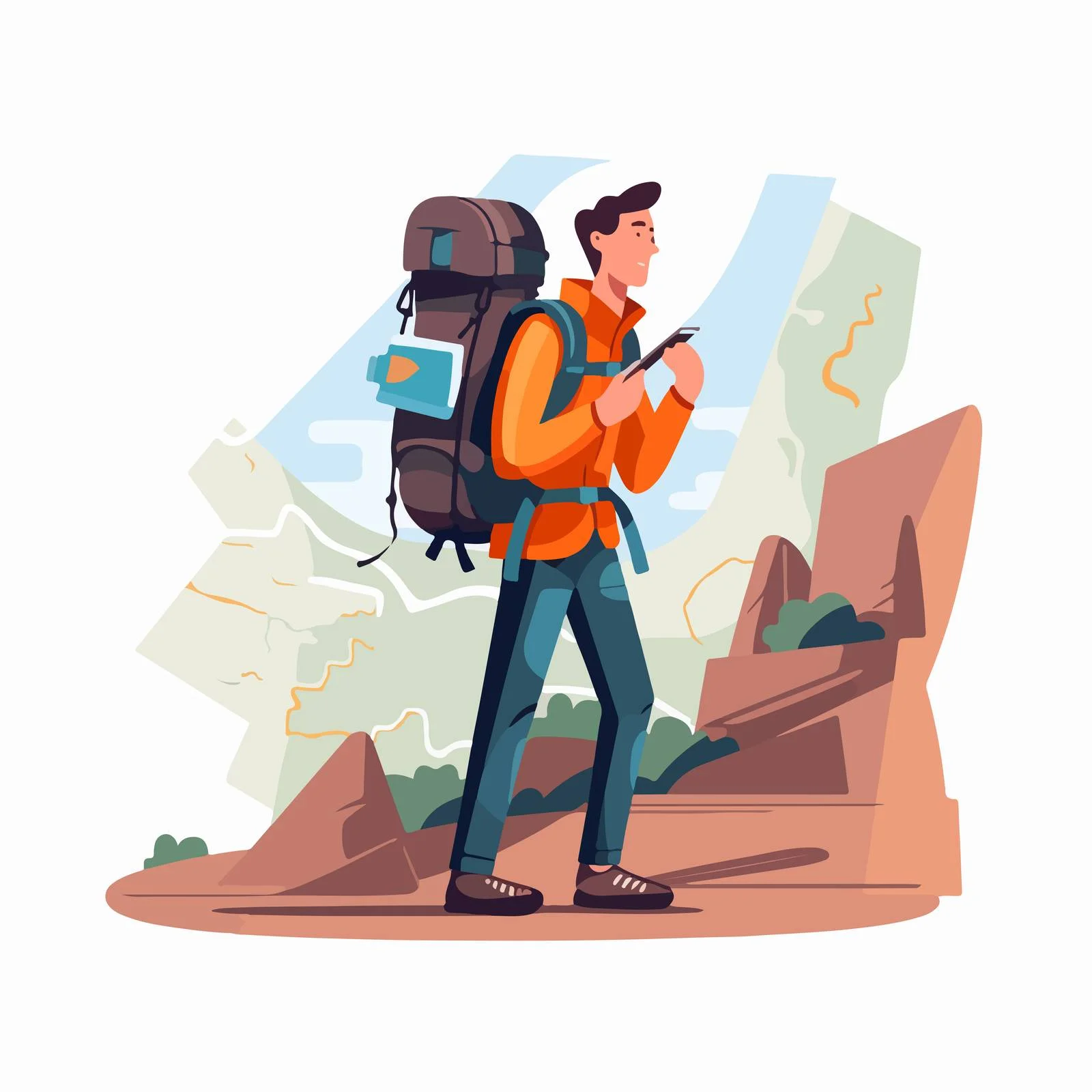Adventure seeker backpacking through wilderness trails — free download from Dotvec
