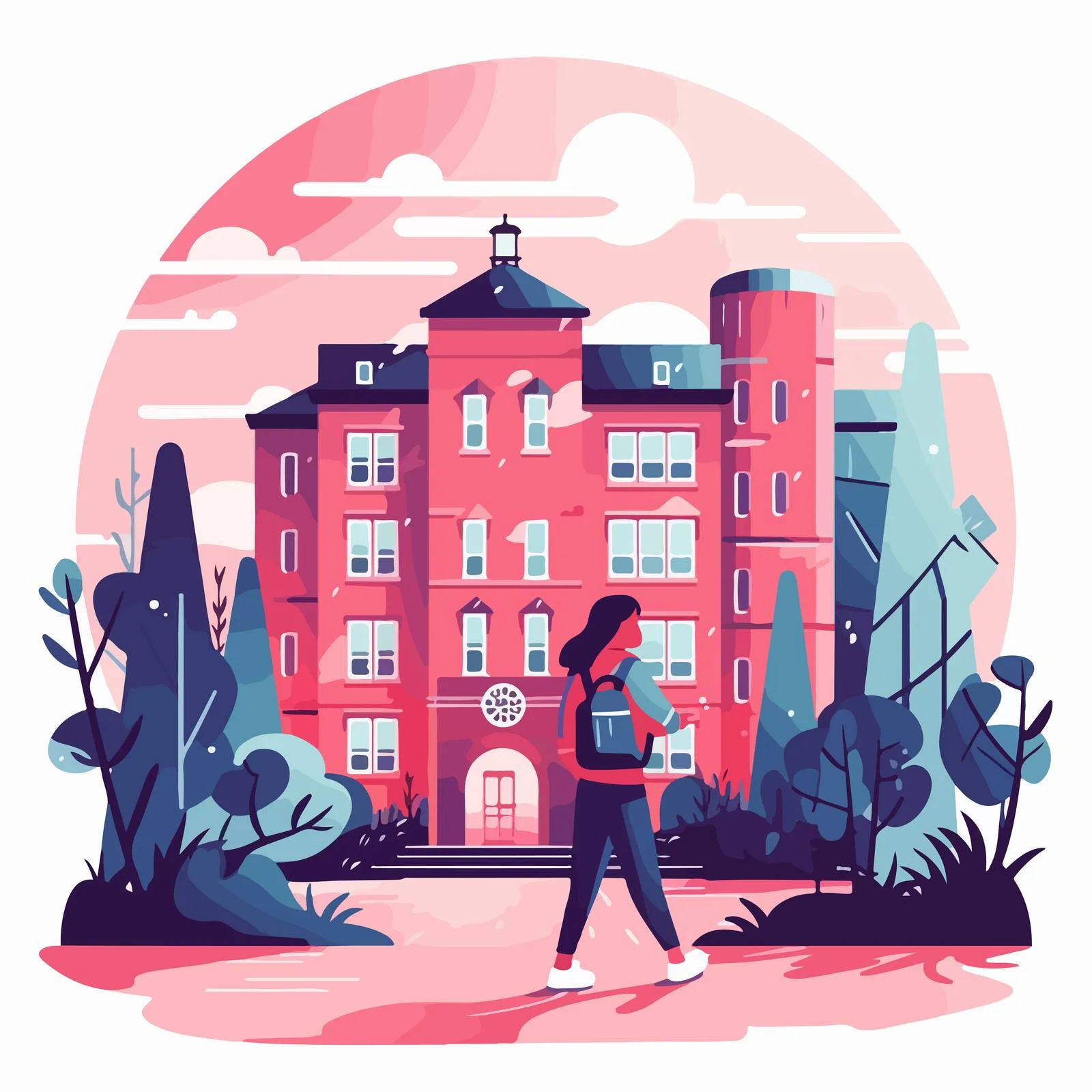 Traveler Arriving at Backpacker Hostel Entrance — free download from Dotvec