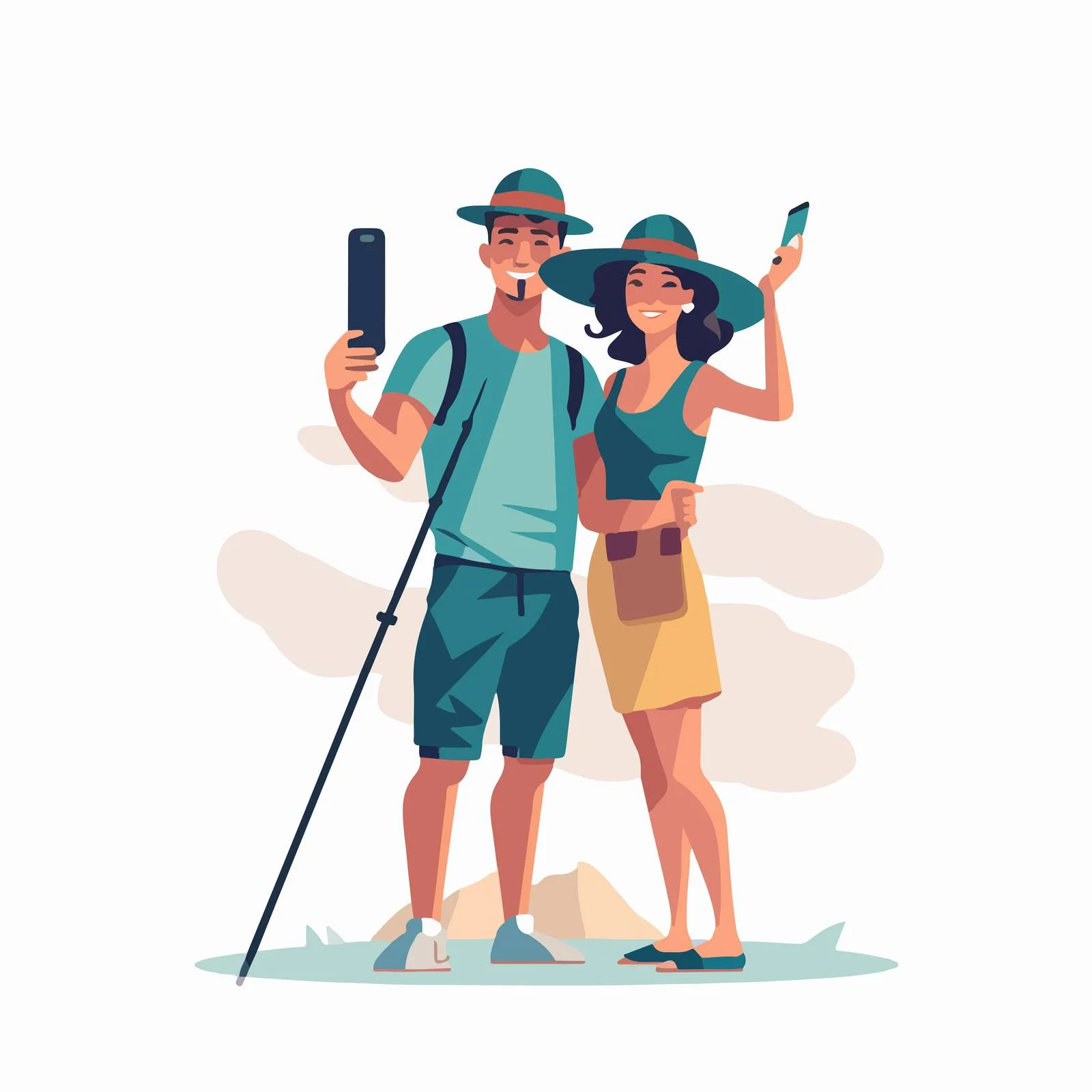 Travelers Taking Selfie with Monopod — free download from Dotvec