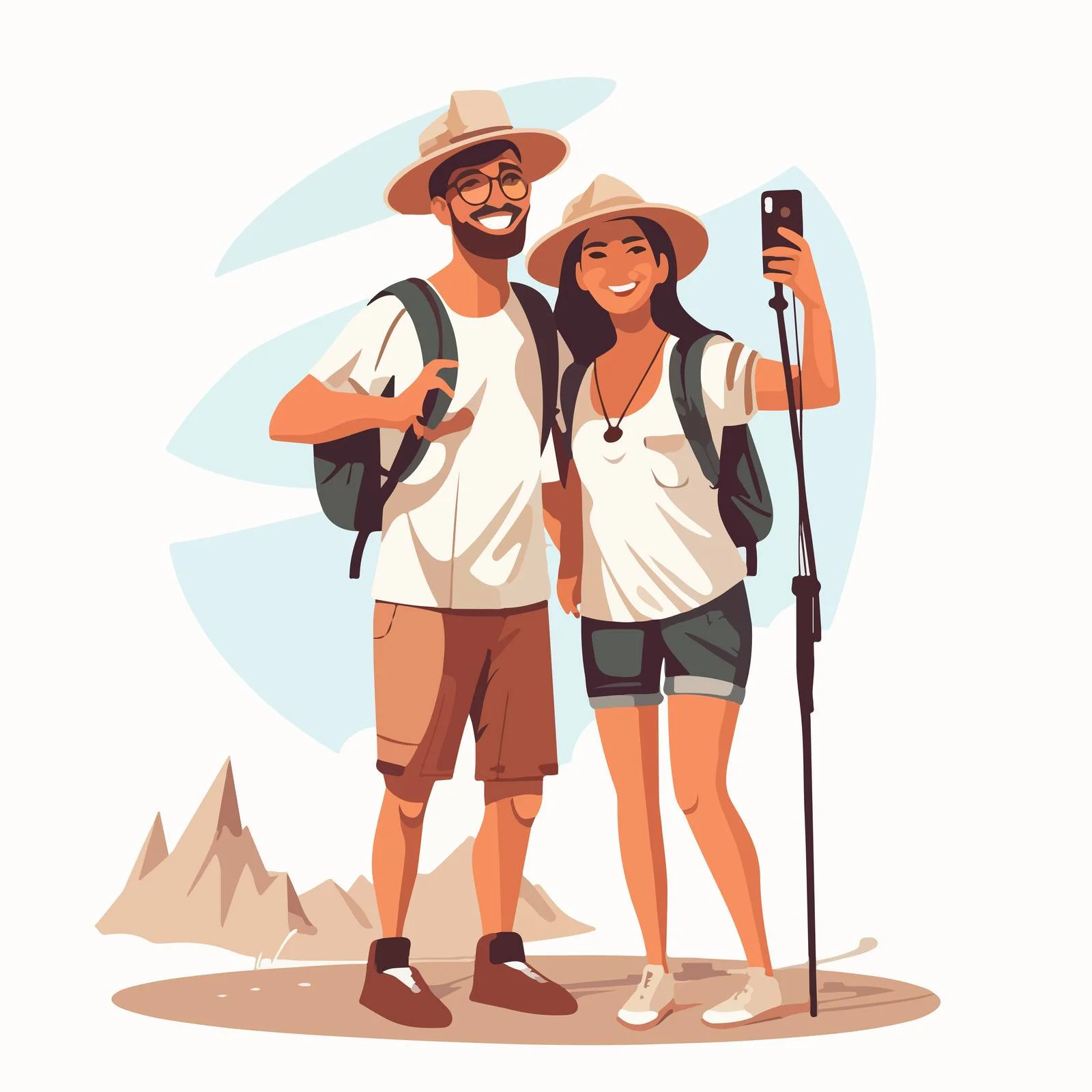 Happy couple taking selfie with monopod — free download from Dotvec
