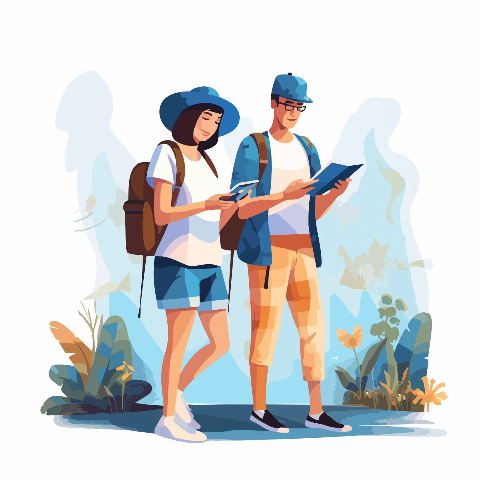 Exploring Summer Destination with Map and Phone — free download from Dotvec