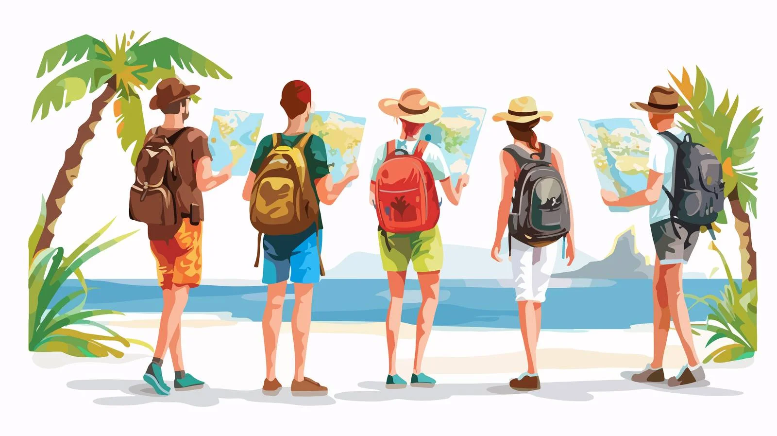 Beach Exploration by Tourists — free download from Dotvec