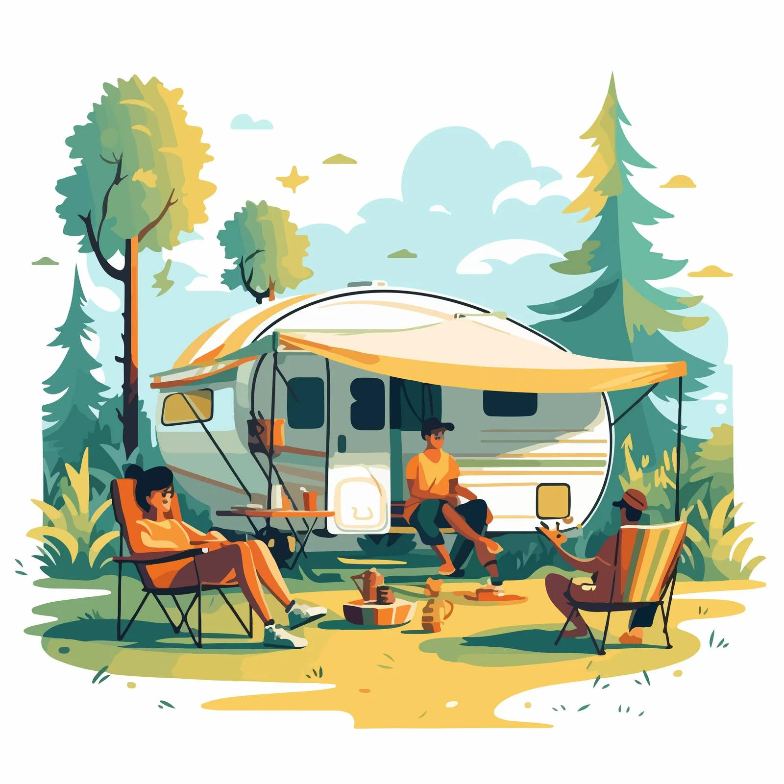 Tranquil Camping Area with Resting Tourists — free download from Dotvec