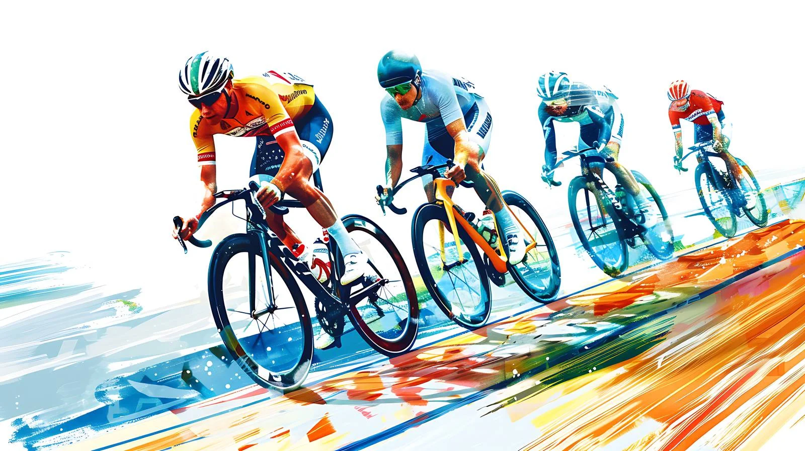 Professional Cyclists on Velodrome's White Background — free download from Dotvec