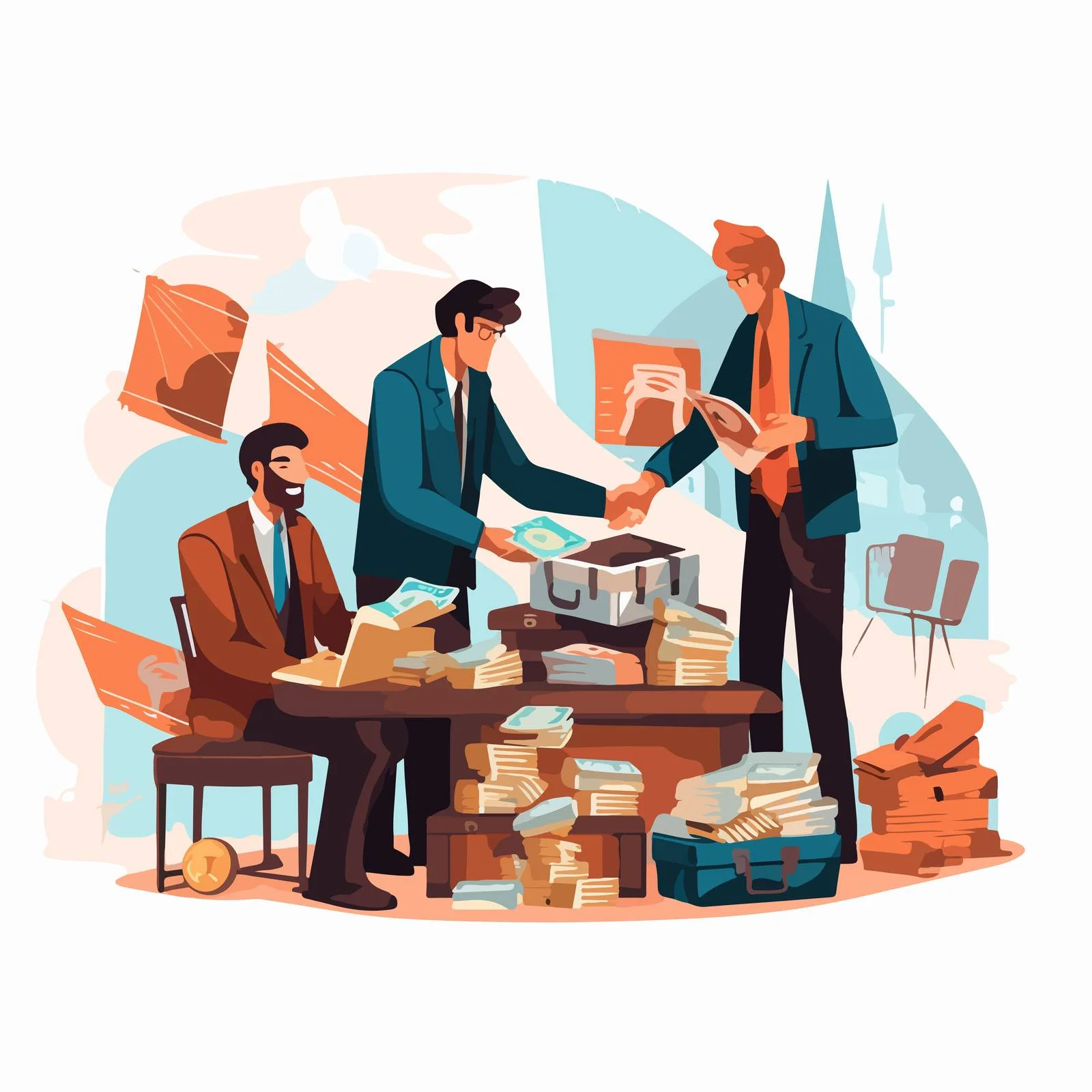 Commerce Transaction Illustration: Hands Exchange Concept — free download from Dotvec