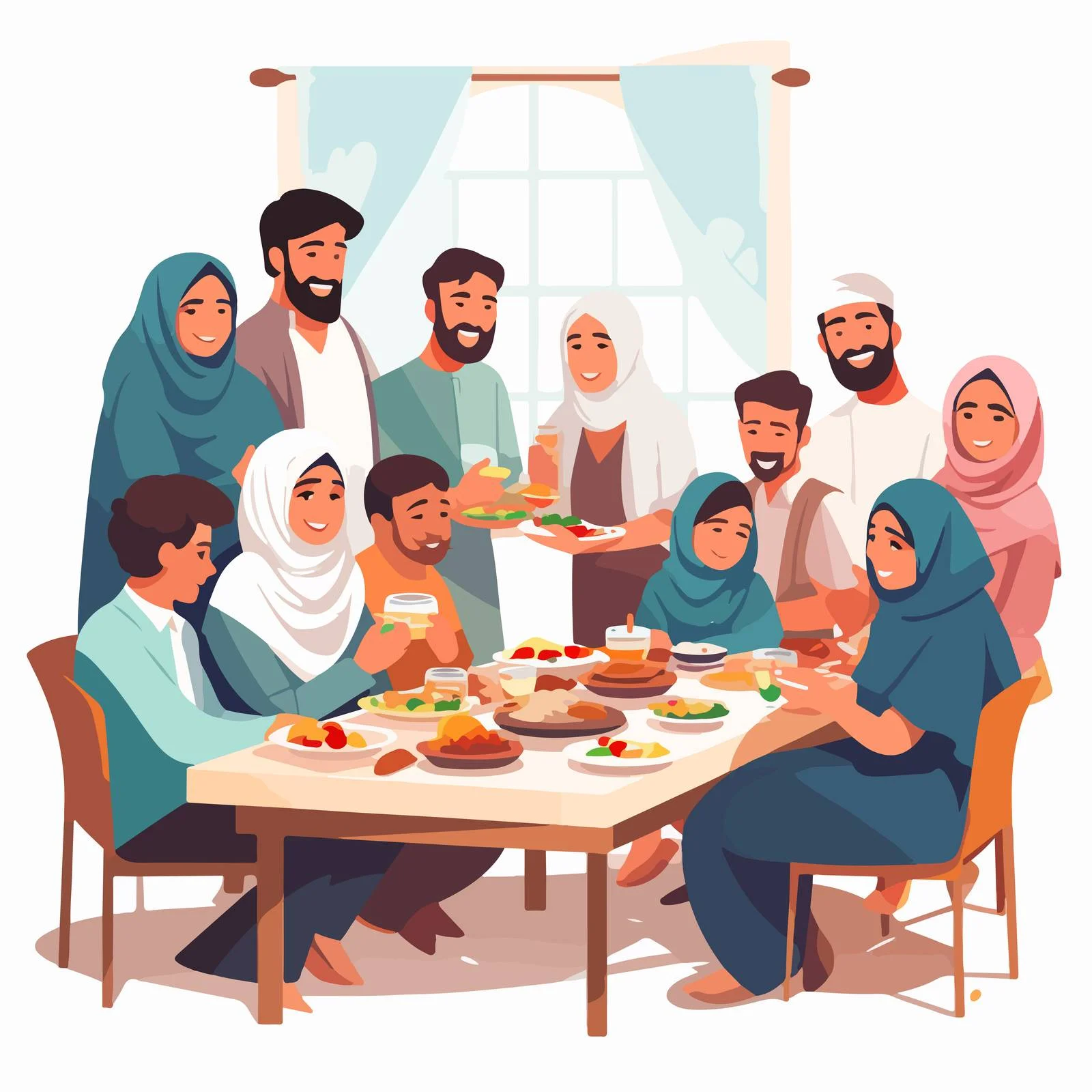 Arabian Extended Family Dining Together Happily — free download from Dotvec