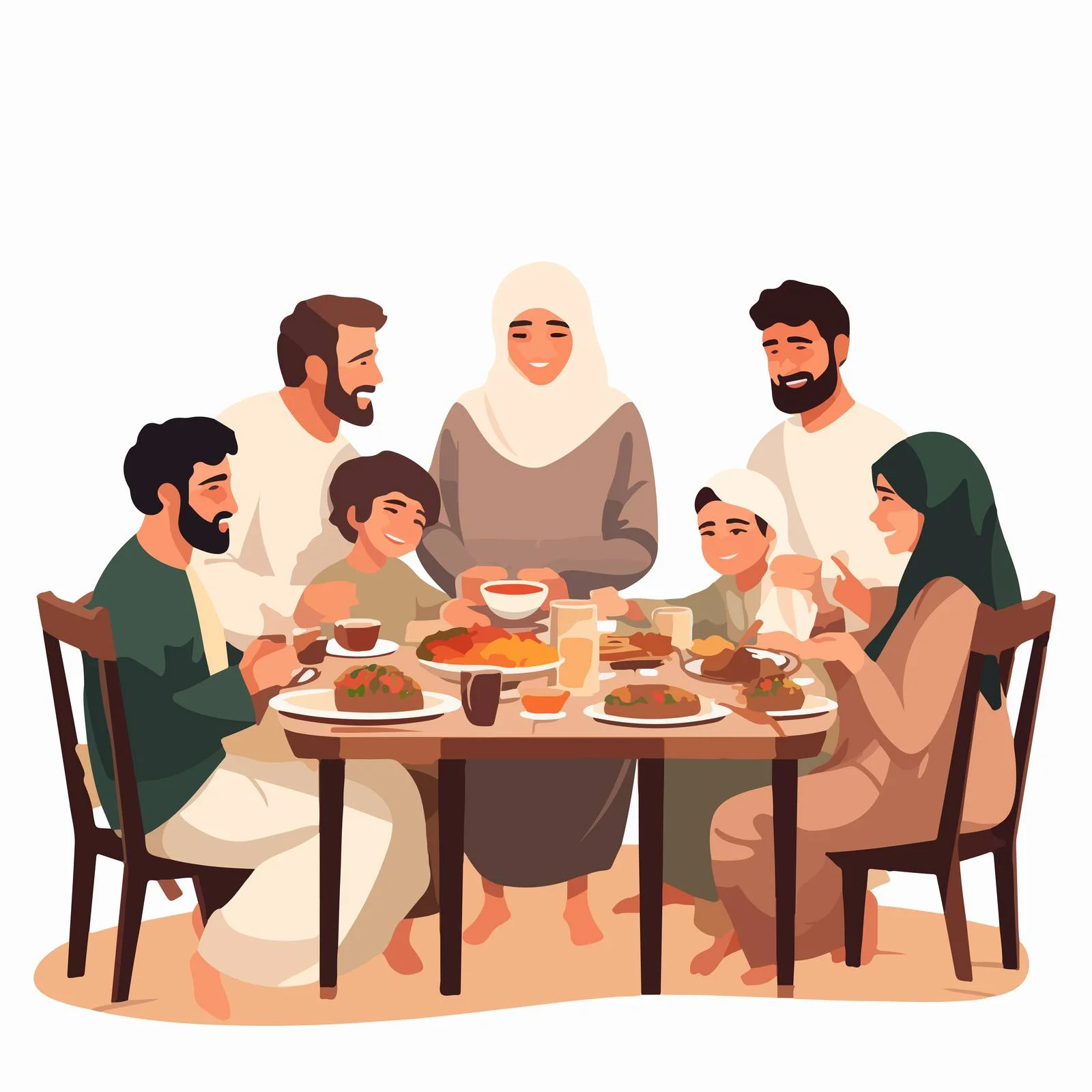 Gathering of Large Arabic Family Dining — free download from Dotvec