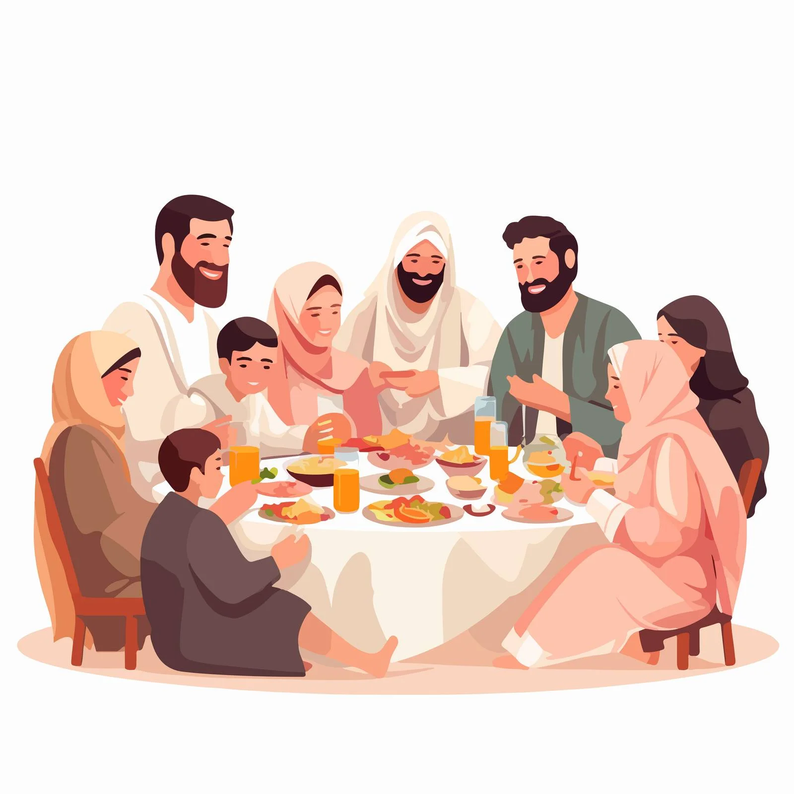 Authentic Arabic extended family dining gathering — free download from Dotvec