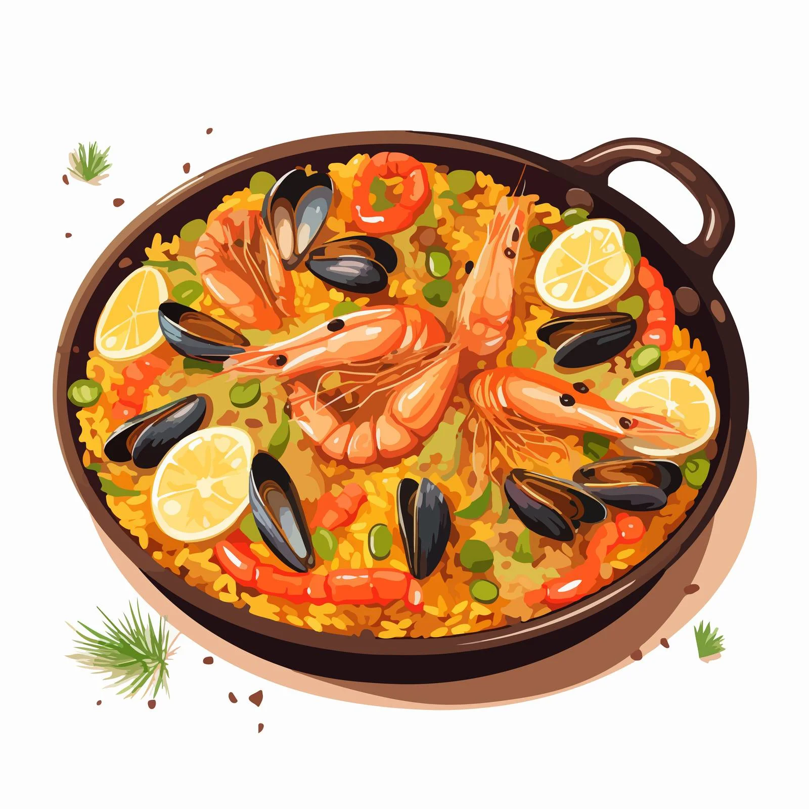 Authentic Spanish Seafood Rice with Vegetables — free download from Dotvec