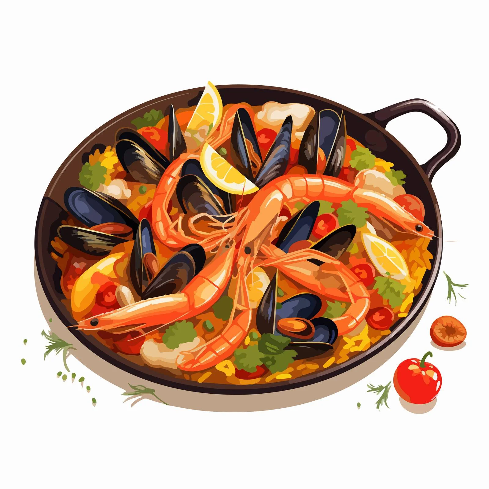Authentic Spanish Seafood Paella with Vegetables — free download from Dotvec