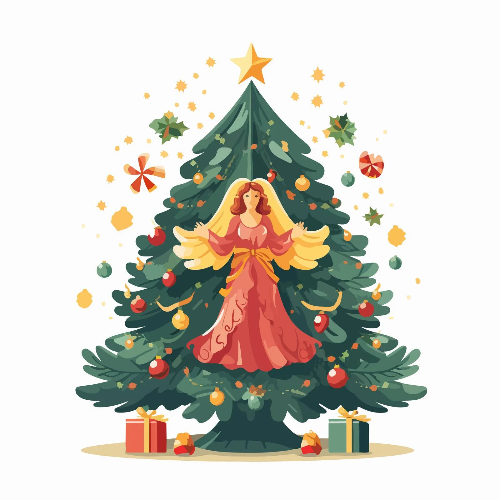 Elegant Christmas Tree Adorned with Festive Ornaments — free download from Dotvec